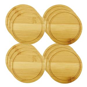 5five Onderzetters voor glazen - 12x stuks - rond - bamboe hout - 10 x 1 cm -