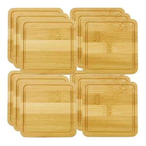 5five Onderzetters voor glazen - 12x stuks - vierkant - bamboe hout - 10 x 10 x 1 cm -
