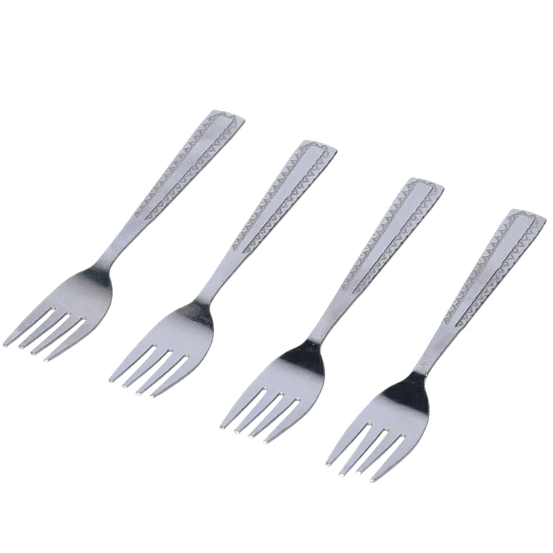 Merkloos Gebaksvorkjes - 4x stuks - zilver - stippen - 15 cm - taartvorkjes -