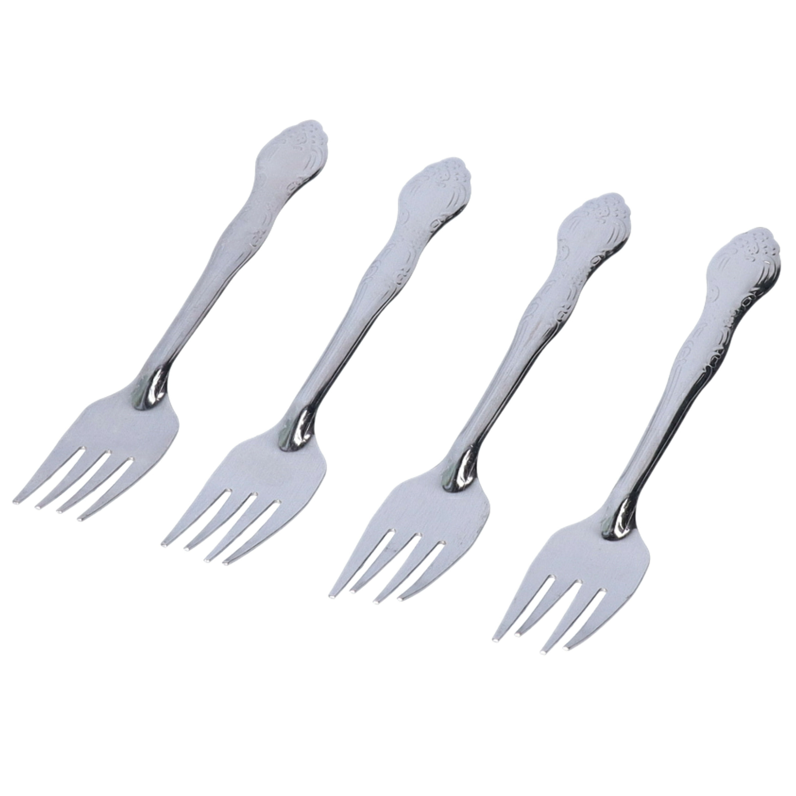 Merkloos Dessertvork - 4x stuks - zilver - krullen - 18 cm - dessert -