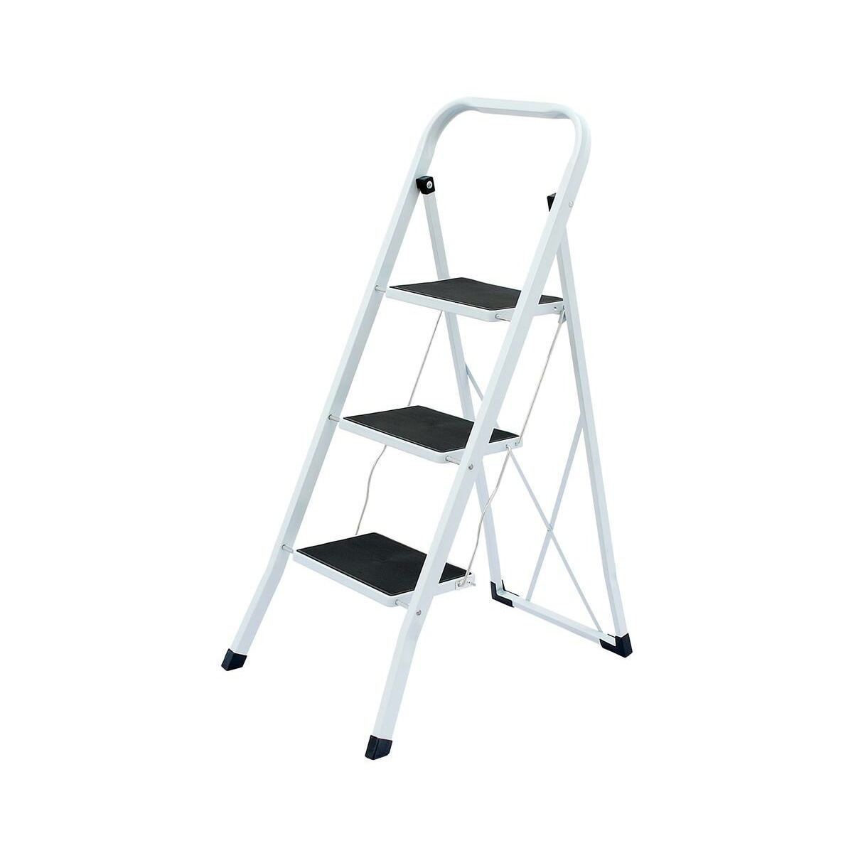Benson Huishoudtrap - grijs/zwart - metaal/kunststof - 105 cm - vouwtrap / antislip / 3 treden -