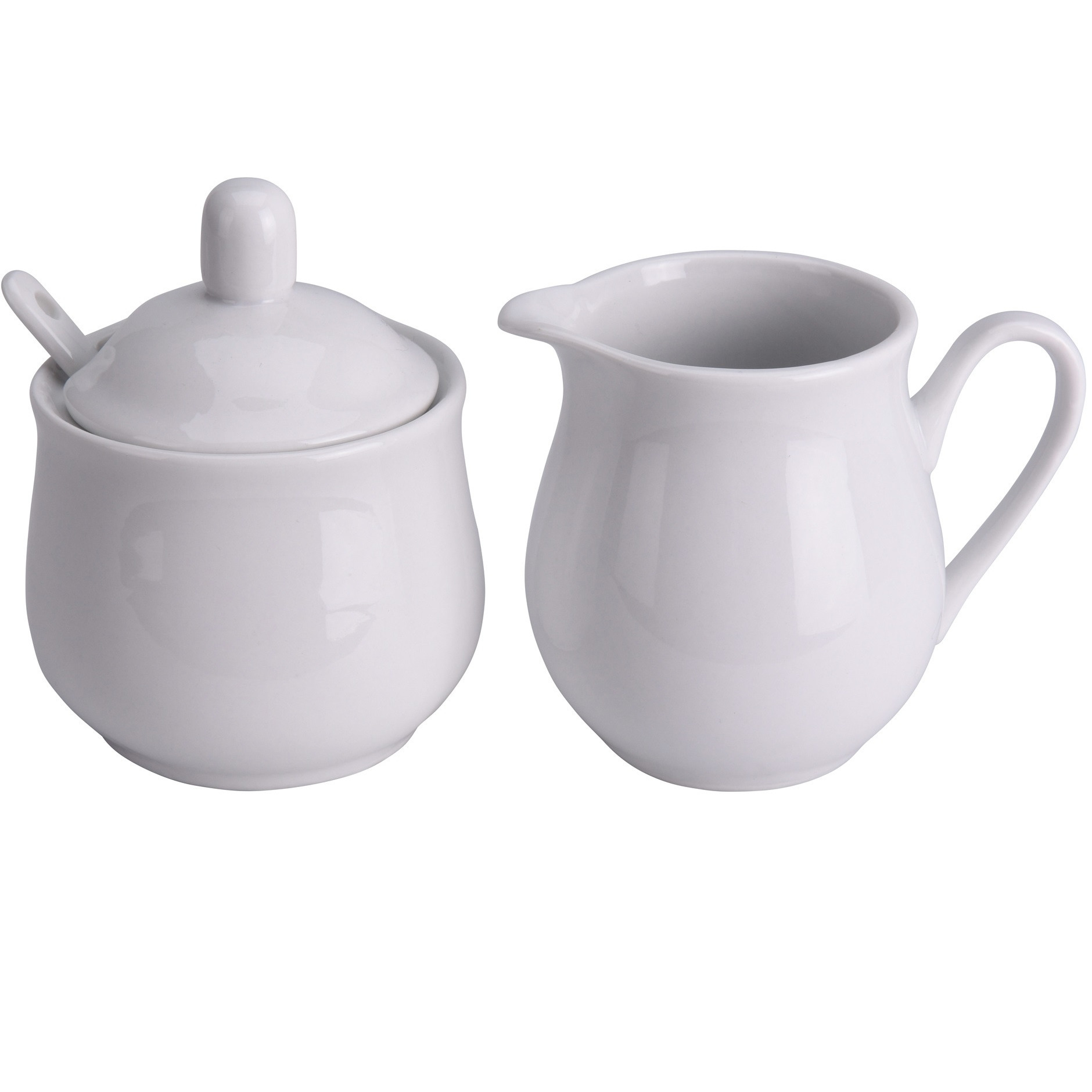 Merkloos Melkkannetje en suikerpotje set van porselein 150 ml -