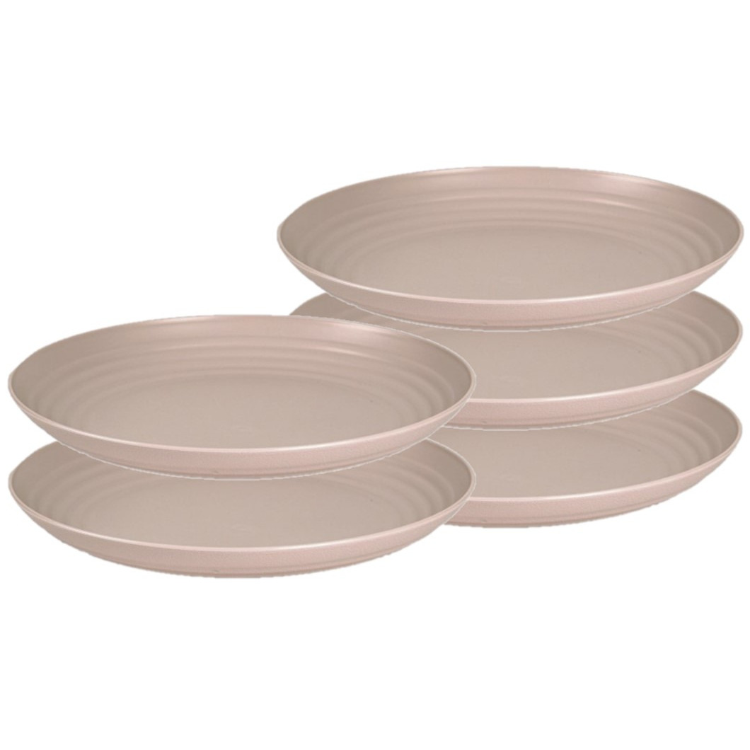 PlasticForte 10x stuks rond kunststof borden mokka bruin 25 cm -