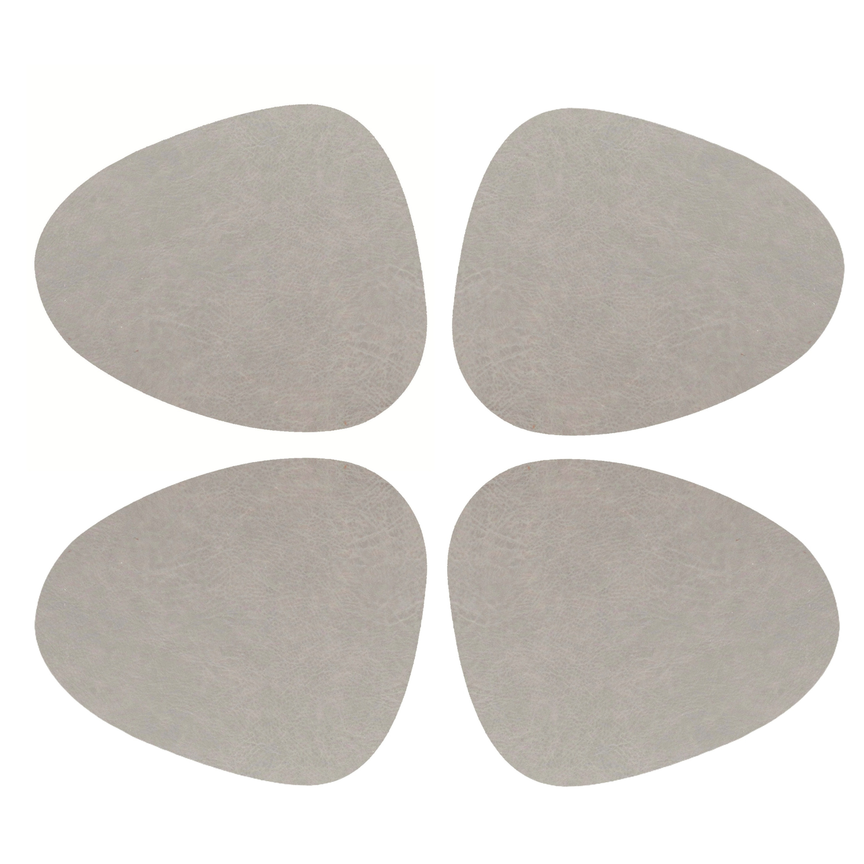 Unique Living placemats Floris lederlook - 4x - x 30 cm - lichtgrijs - PU leather - tafel -