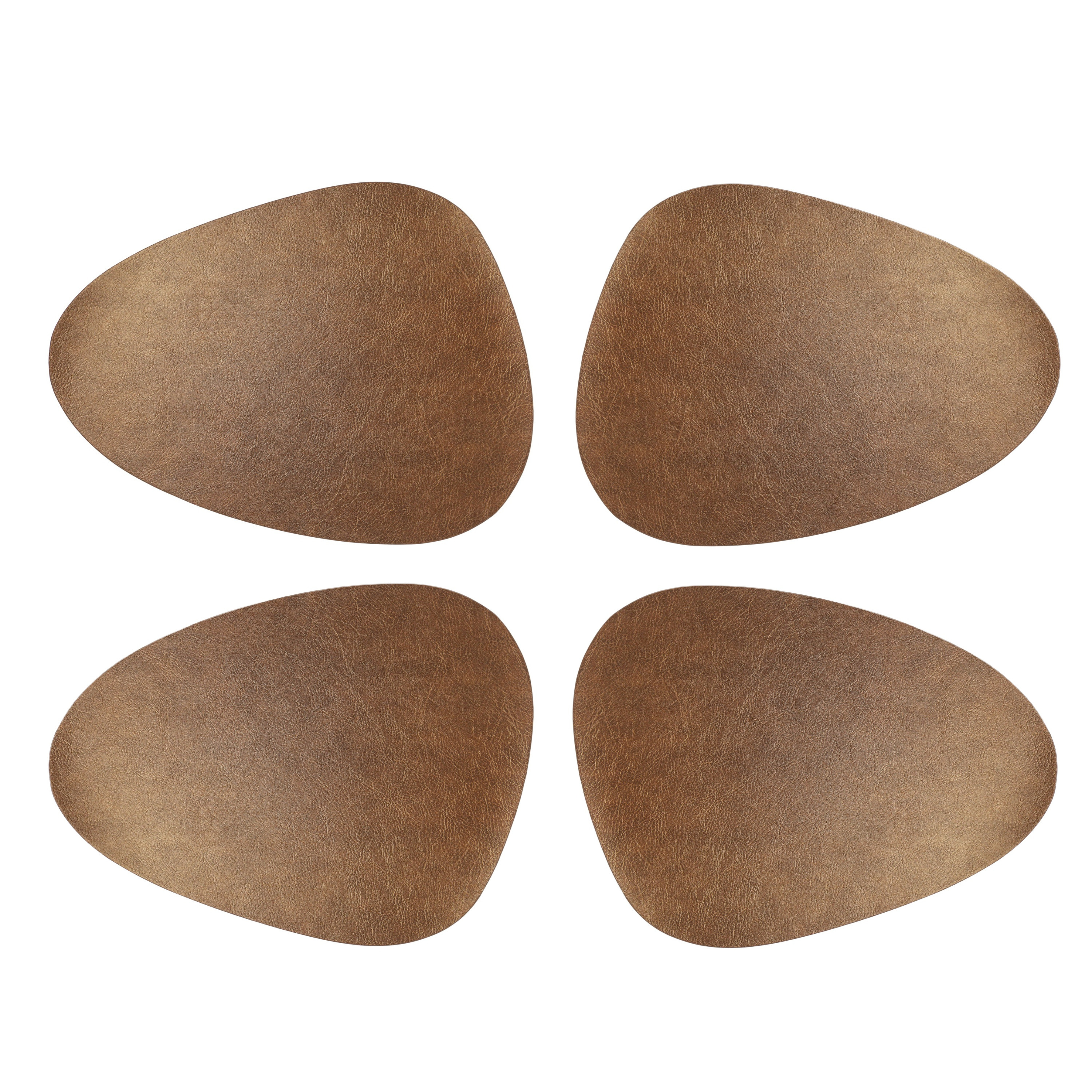 Unique Living placemats Floris lederlook - 8x - x 30 cm - koper - PU leather - tafel -