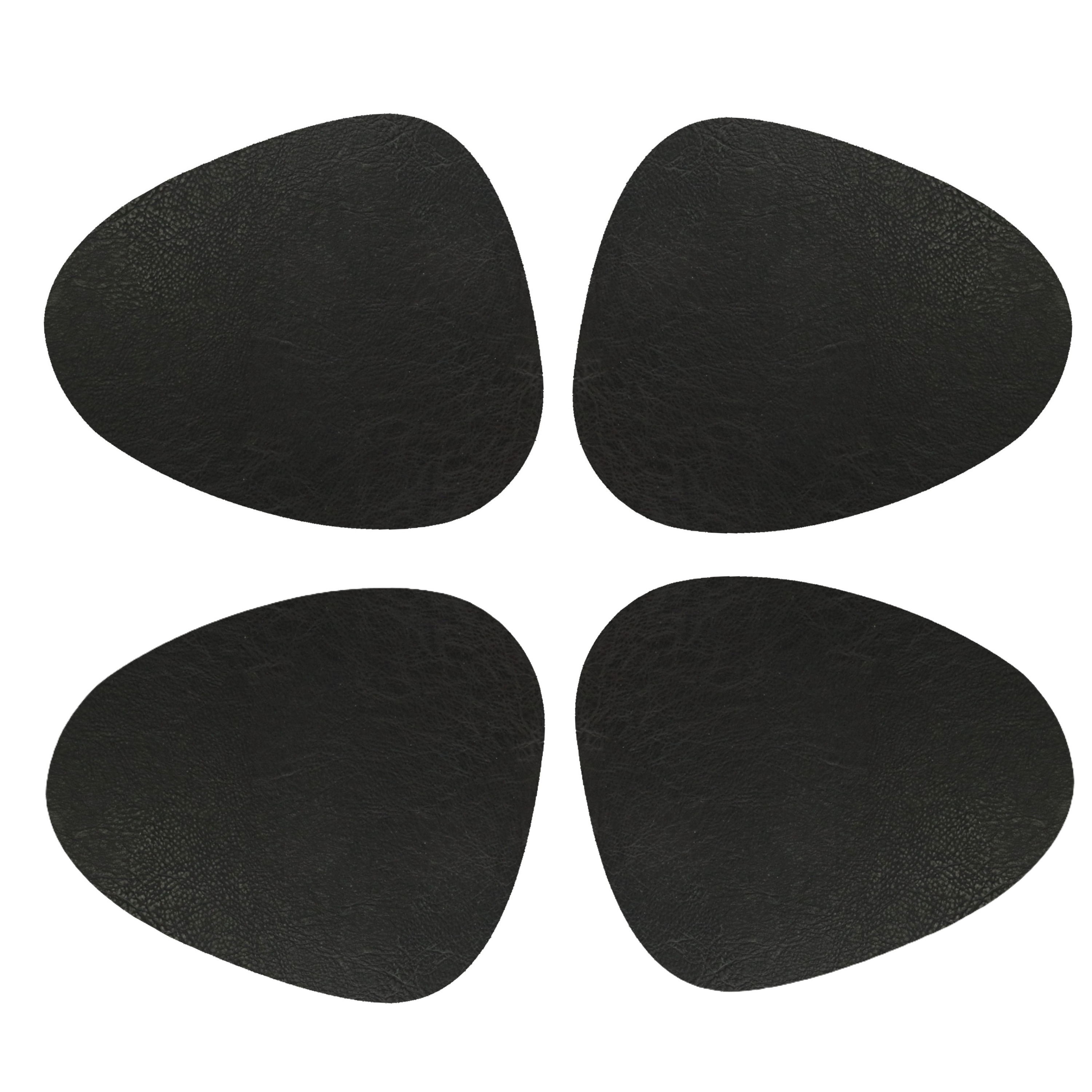 Unique Living placemats Floris lederlook - 8x - x 30 cm - zwart - PU leather - tafel onderleggers -