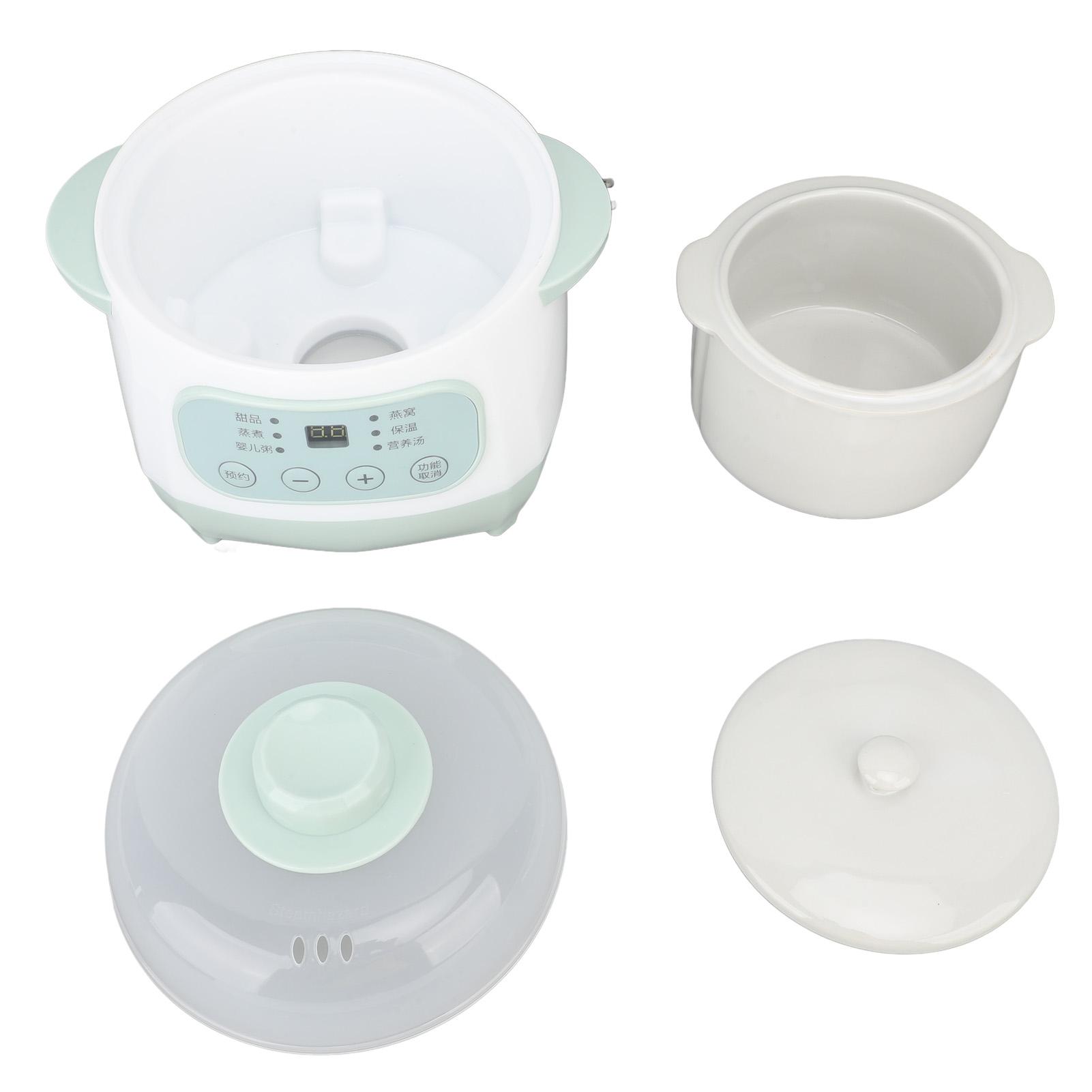 TOMTOP JMS 200W 1L slowcooker met keramische binnenpan, timing groen, gelijkmatige verwarming, elektrische slowcooker L