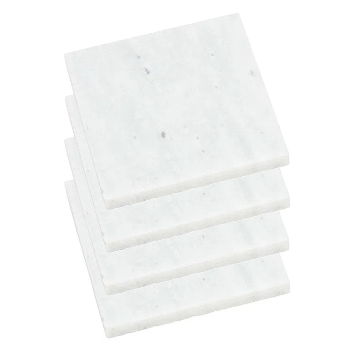 5five Onderzetters voor glazen - 4x stuks - vierkant - Marmer - wit - 10 x 0.8 cm -