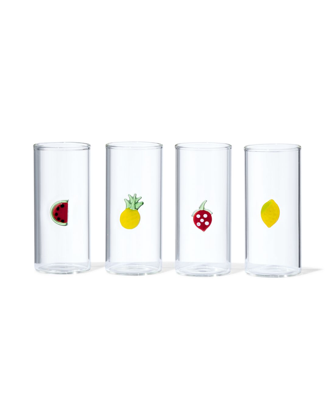 Shotglaasjes 75ml Fruit - 4 Stuks (transparant)