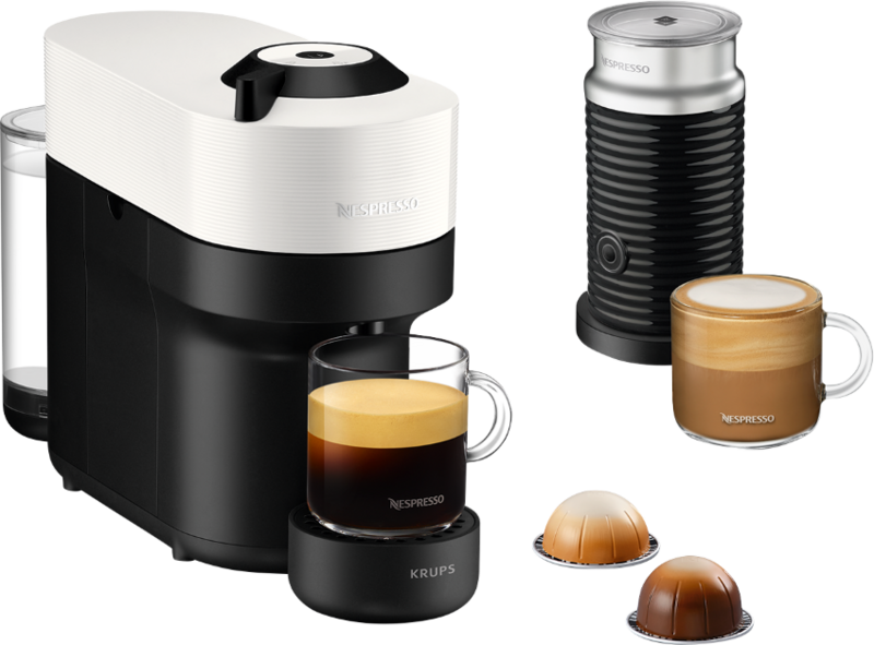 Krups Nespresso Vertuo Pop Coconut White XN9211 met Aeroccino