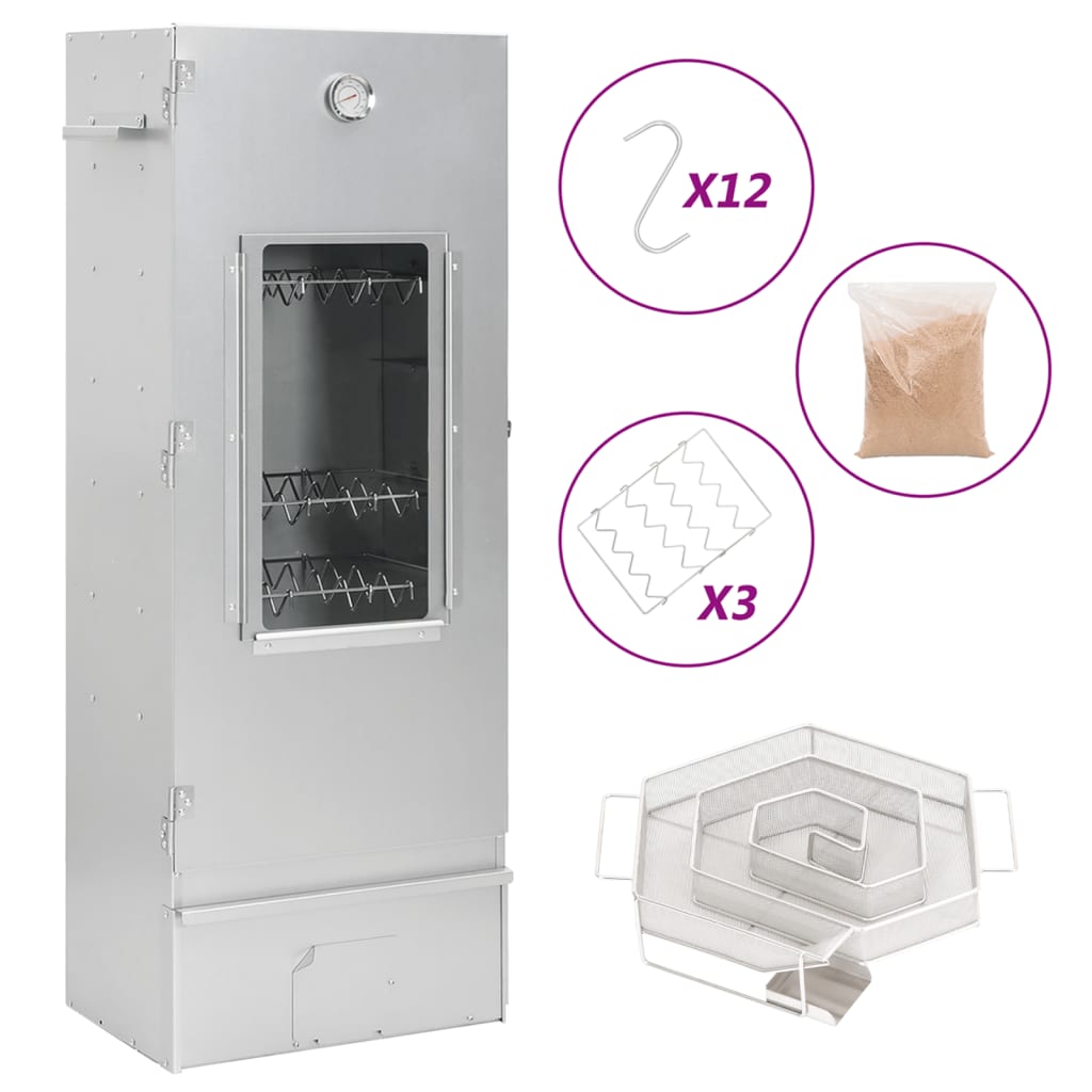 VidaXL BBQ-rookoven met koude rookgenerator gegalvaniseerd staal