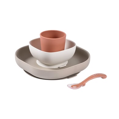 Beaba servies van siliconen terracotta, 4 stuks