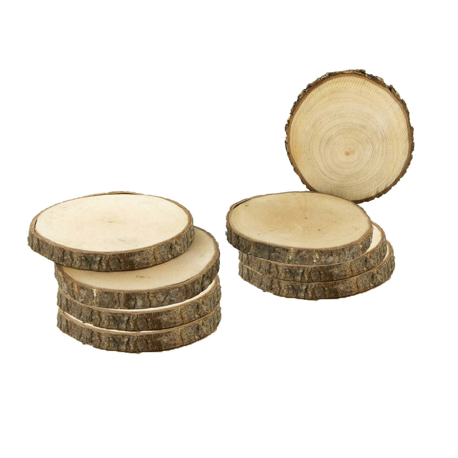 Home Deco Factory Onderzetters voor glazen - boomschijven - 8x stuks - rond - hout - D11 x H1.3 cm -