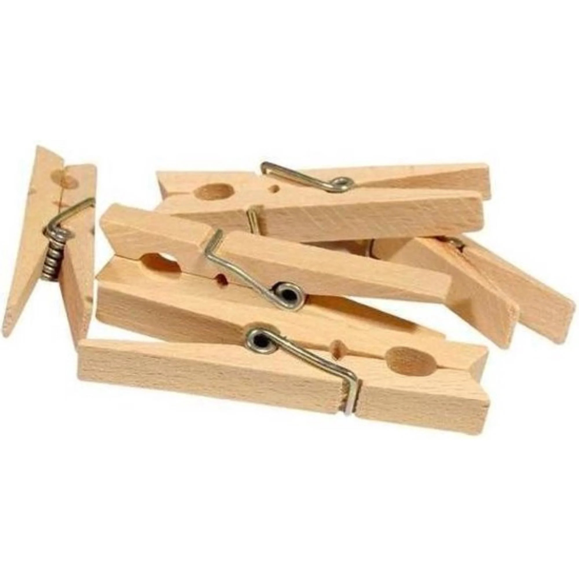 Benson Wasknijpers - 18x stuks - - natuurlijke houtkleur - stevig ontwerp - 10 cm -