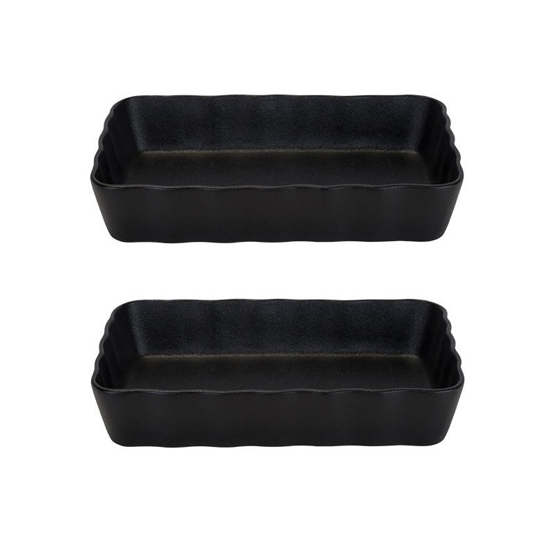 Cosy & Trendy 2x Zwarte ovenschalen/serveerschalen 21 x 14 cm -
