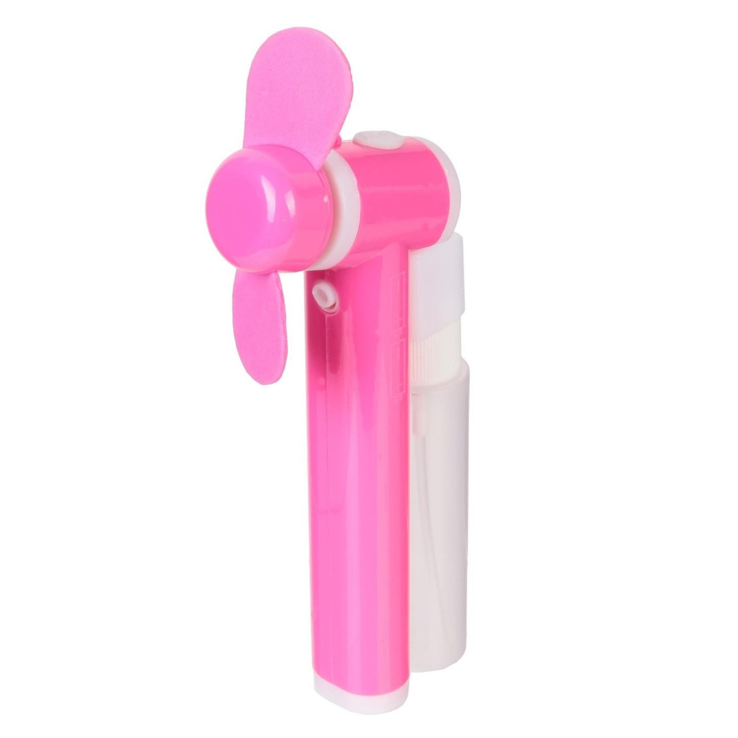 Merkloos Hand ventilator met water verdamper - roze - 19 cm - Verkoeling -