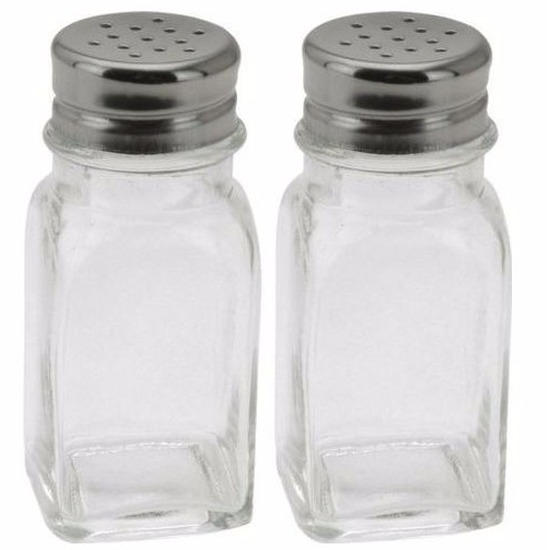 Merkloos Peper en zout setje - 2-delig - vaatjes - 9 cm - glas/chrome -