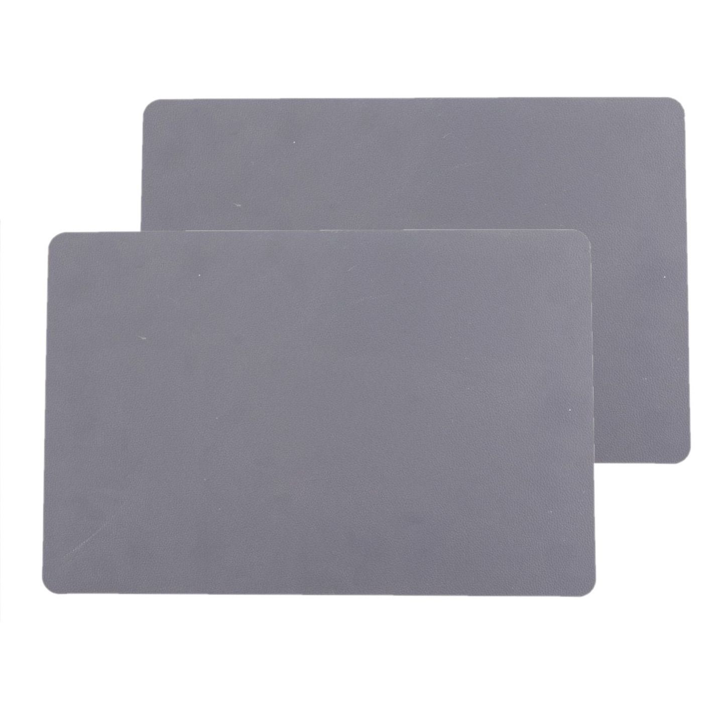 Secret de Gourmet tafel placemat PU- Set van 6x stuks -leer/leer look - grijs - 45 x 30 cm - Tafel o -