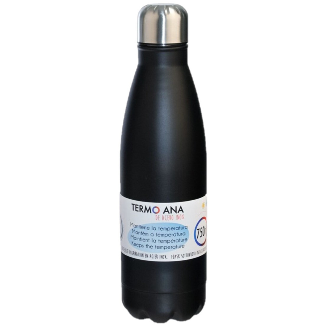 Concorde Rvs thermosfles / isoleerfles zwart 0.75 -