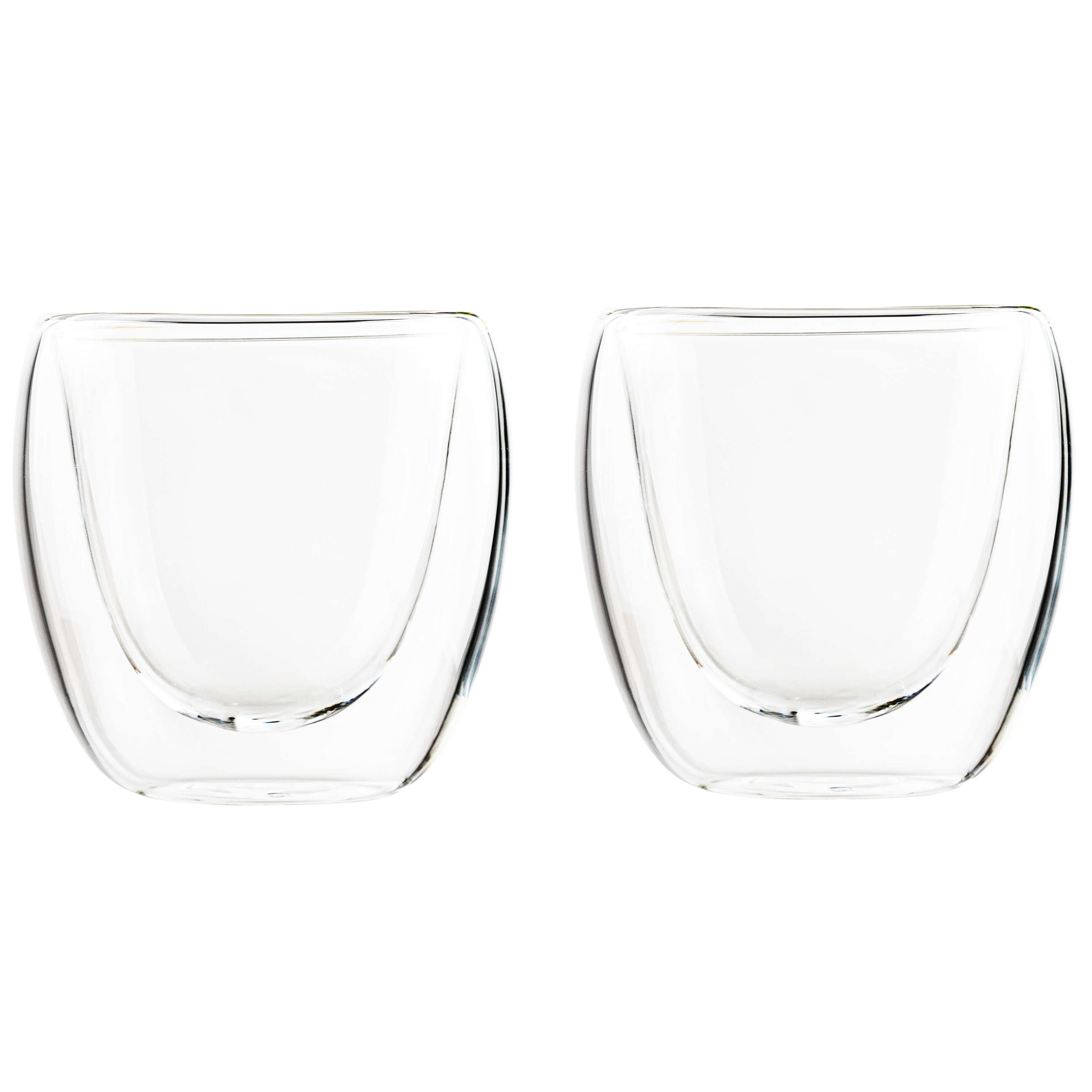 HI koffieglazen/theeglazen dubbelwandig - set 2x - espresso glazen - 80 ml -