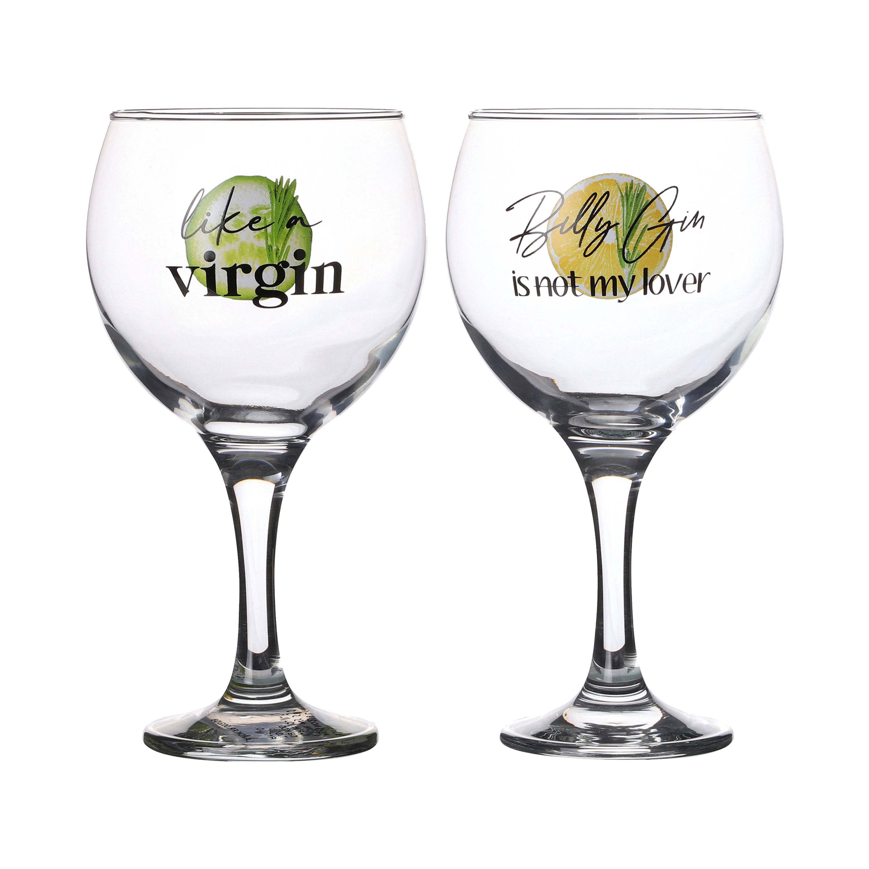 Urban Living gin/tonic glazen - glas met tekst - 2x stuks - 645 ml -