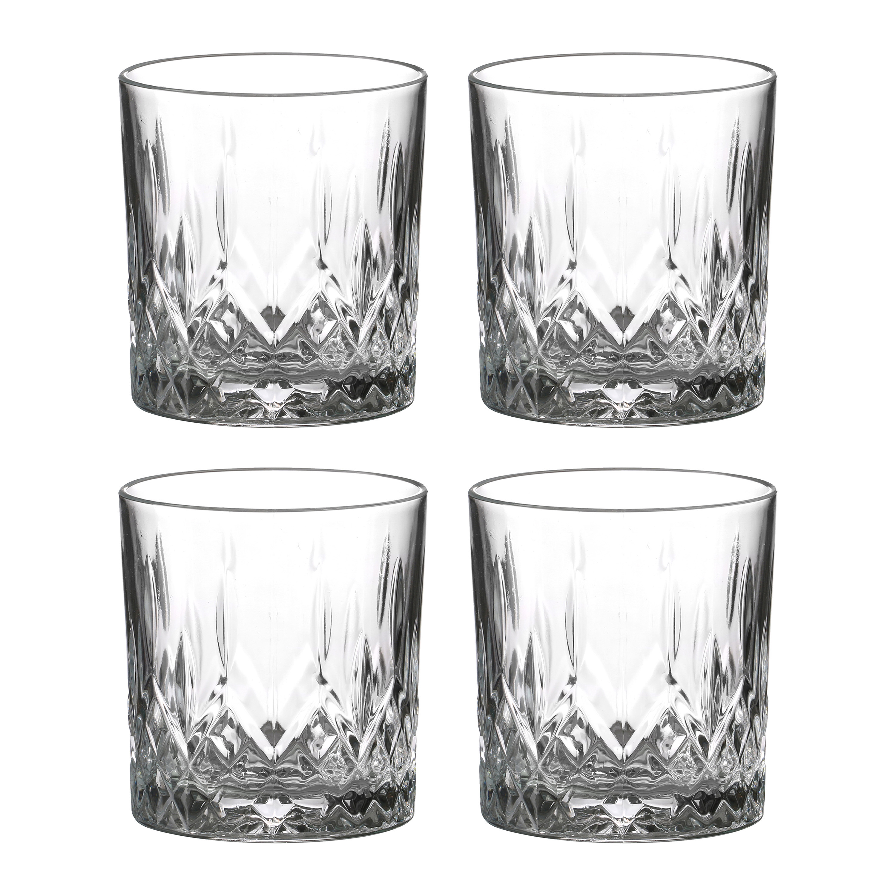 LAV whisky/drinkglazen Odin - gedecoreerd glas - 4x stuks - 330 ml -