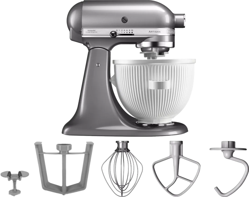 KitchenAid Artisan Mixer 5KSM125 Contourzilver + IJsbereider