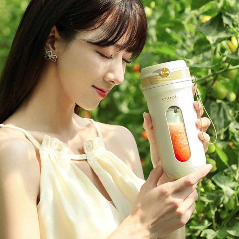 Biaoxing Water with Detachable Straw Electric Juicer Cup USB Rechargeable Smoothie Maker Cup  Vegetable 4 Blade