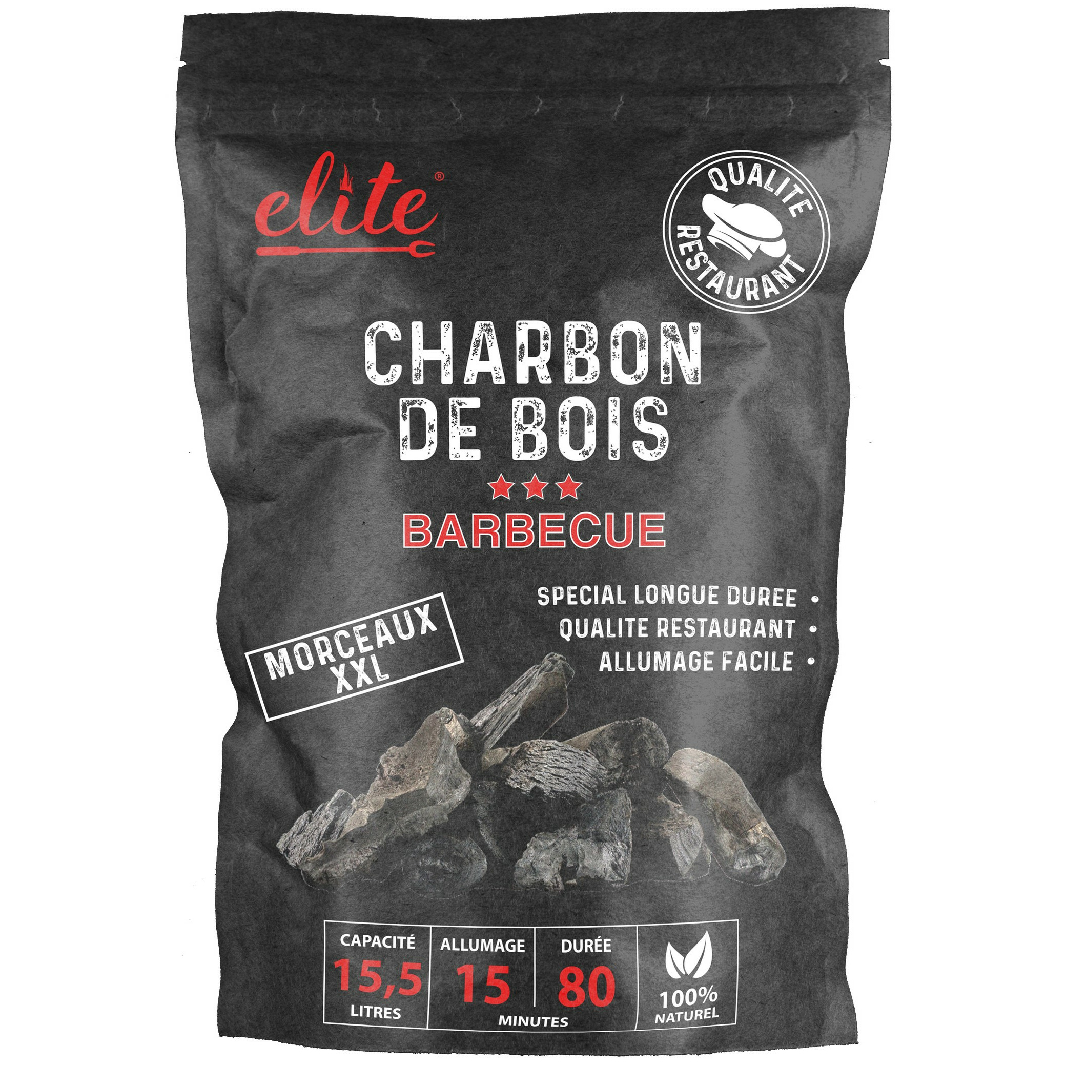 Elite Barbecue/BBQ houtskool - 1x zak van 15 Liter - Kolen - Restaurant kwaliteit -