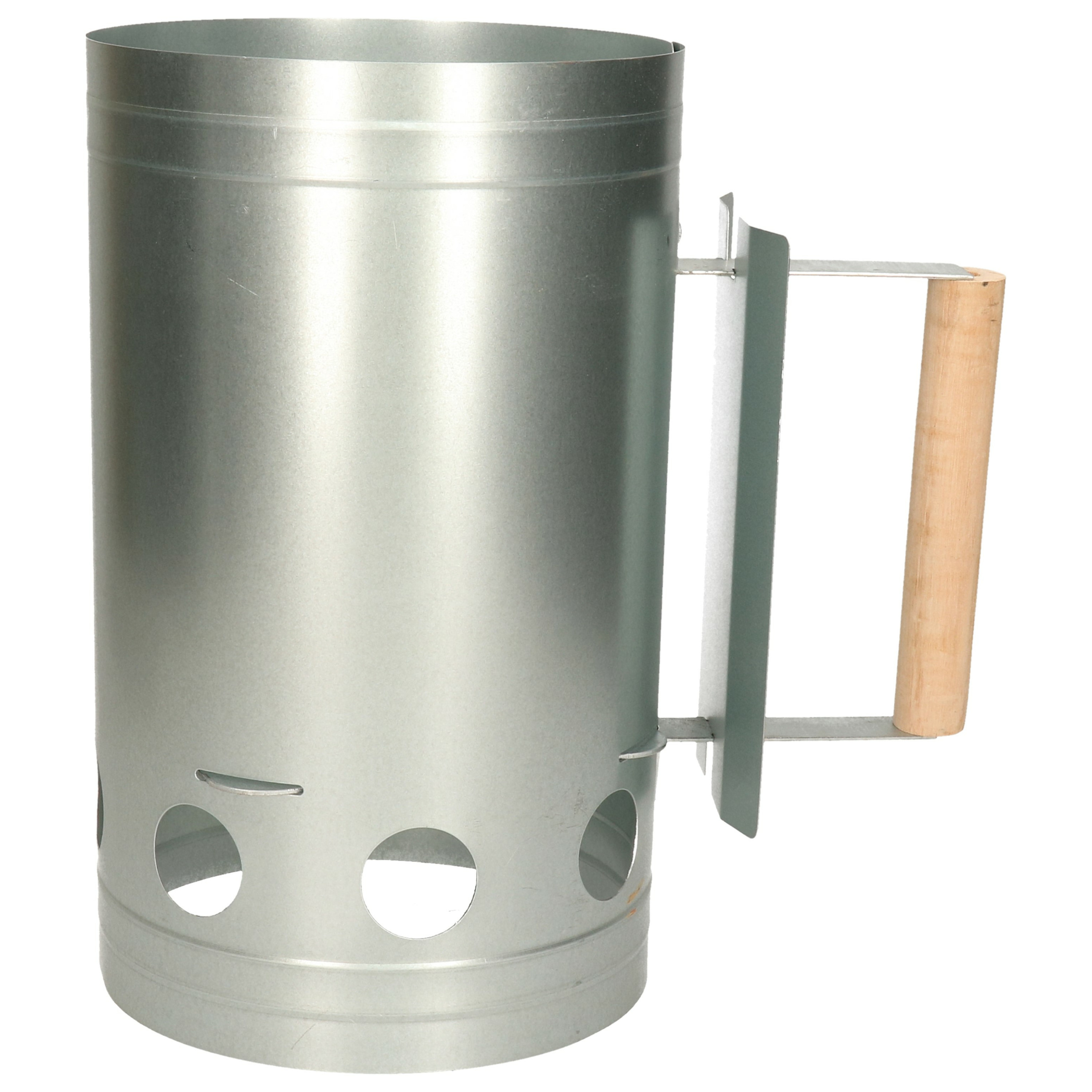 Merkloos Barbecue briketten starter - metaal - met houten handvat - 27 cm -