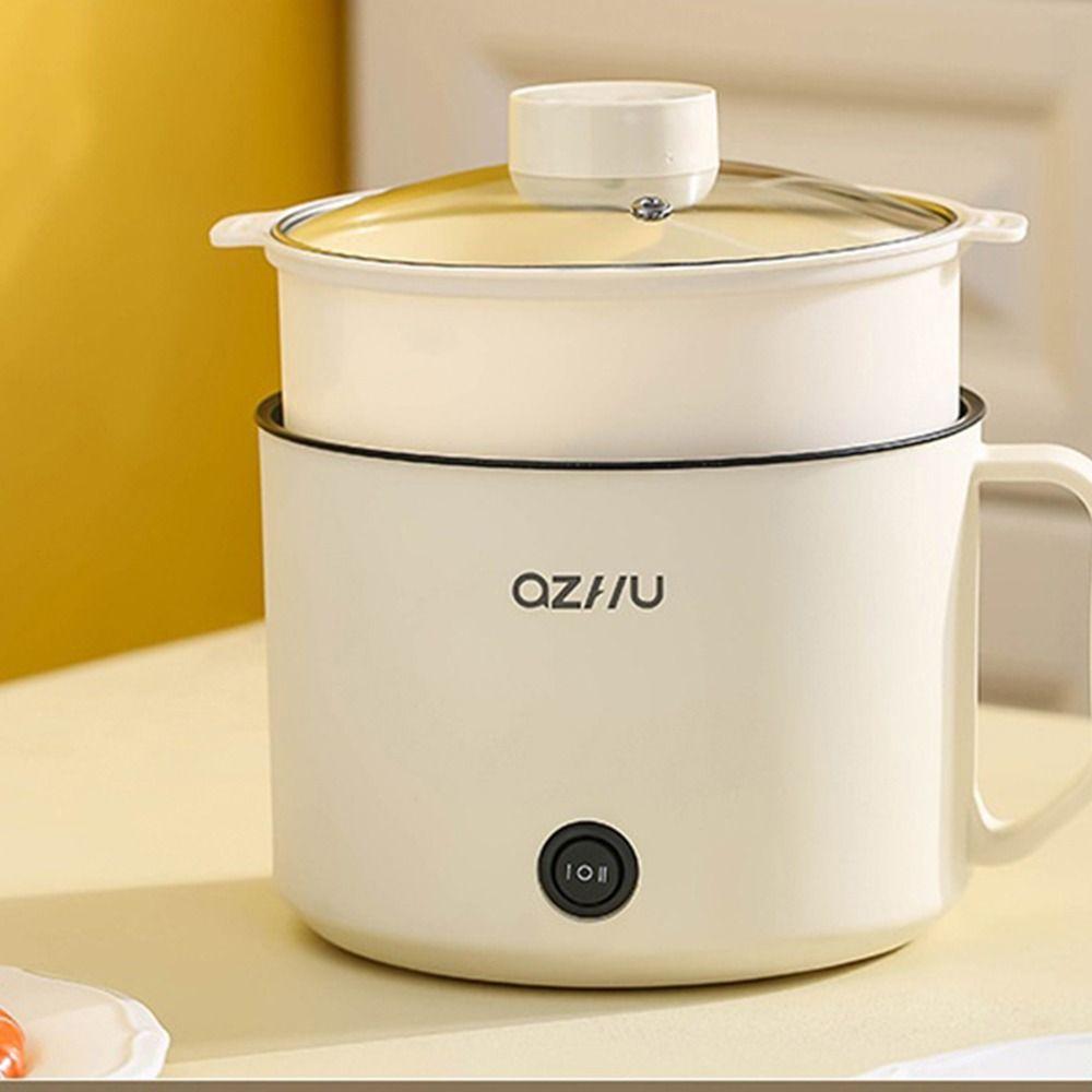 Shenzhennalan Laag Multifunctioneel Elektrisch Koken Elektrische Koker Kookpan Hot Pot stomer Anti-aanbak Koken beige-with steamer