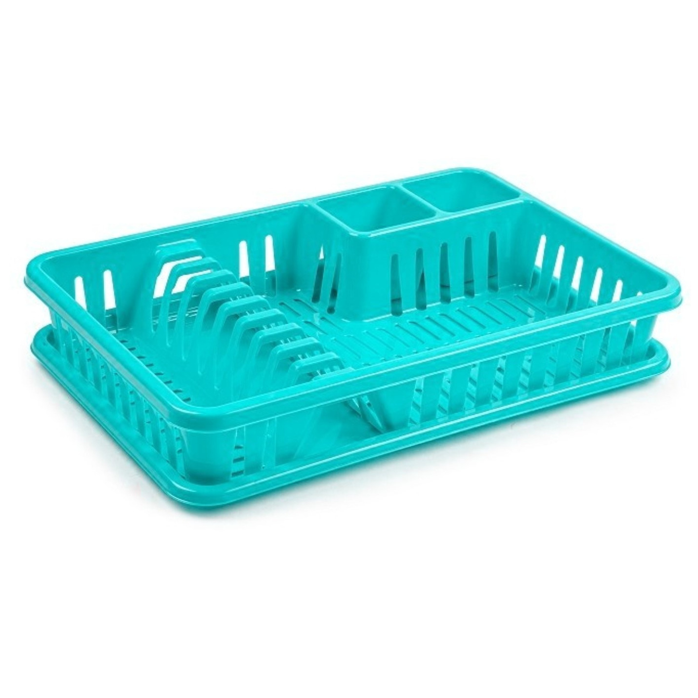 PlasticForte Afdruiprek met lekbak - 45 x 30 cm - turquoise - Afwassen/afdrogen - Afwasrekken - Kunststof -