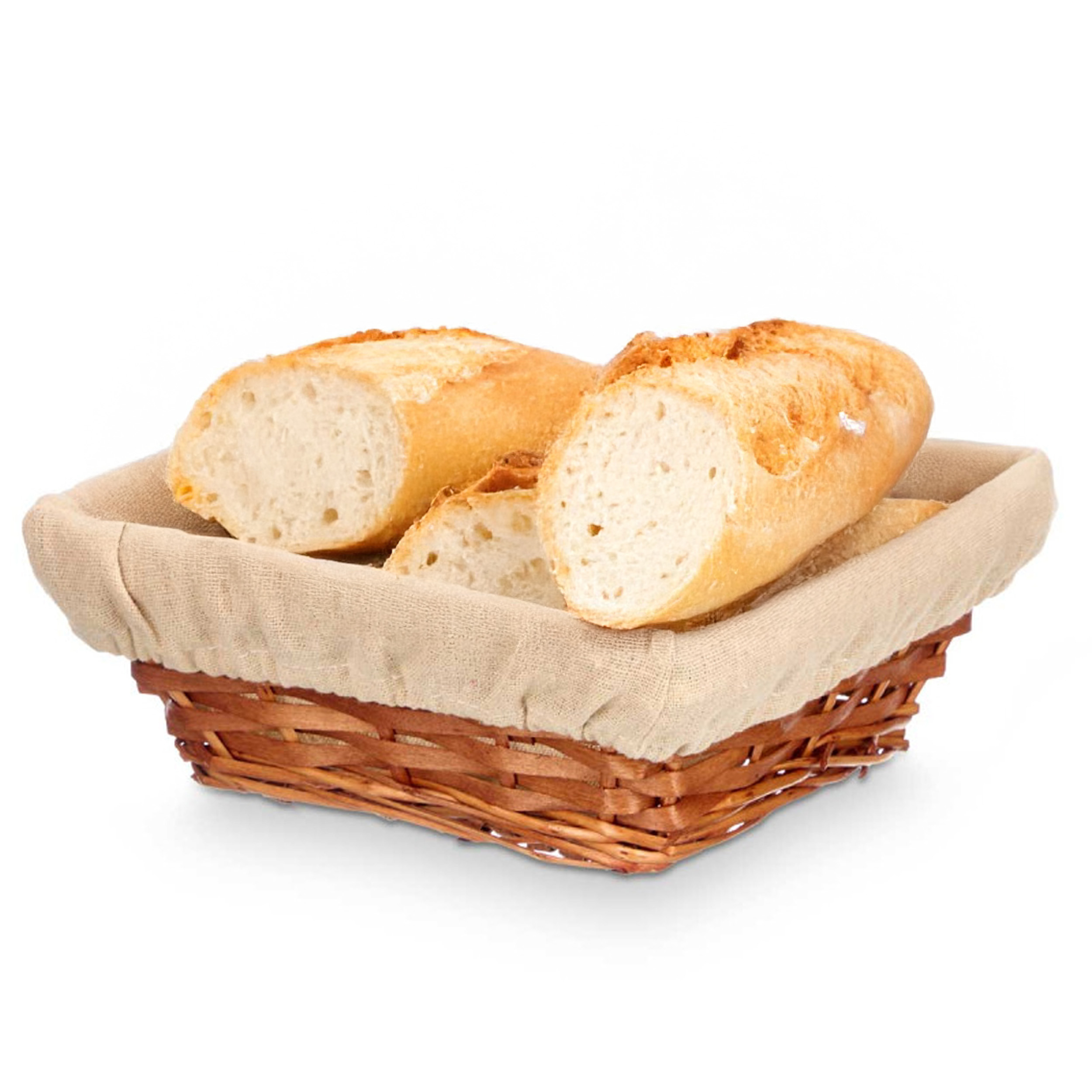 Kipit Broodmandje met stof - riet/canvas - bruin - 23 x 9 cm - landelijke stijl - Broodjes serveren -
