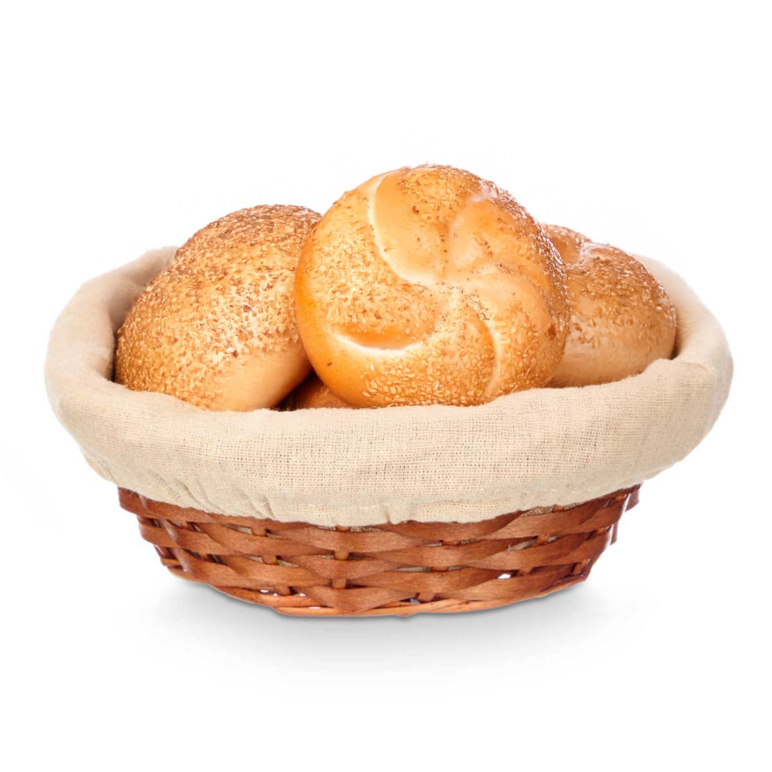 Kipit Broodmandje met stof - riet/canvas - bruin - 25 x 9 cm - landelijke stijl - Broodjes serveren -