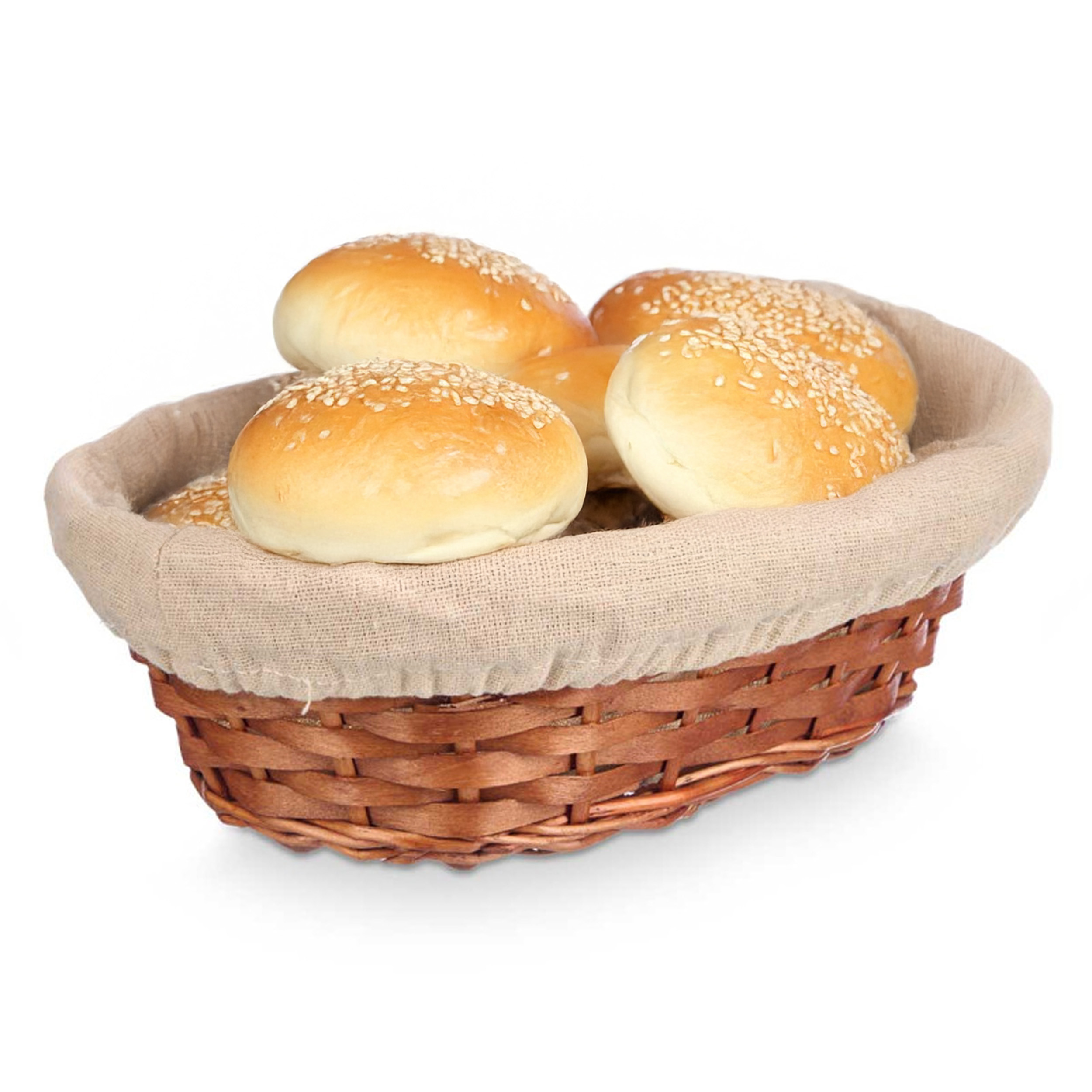Kipit Broodmandje met stof - riet/canvas - bruin - 29 x 10 cm - landelijke stijl - Broodjes serveren -