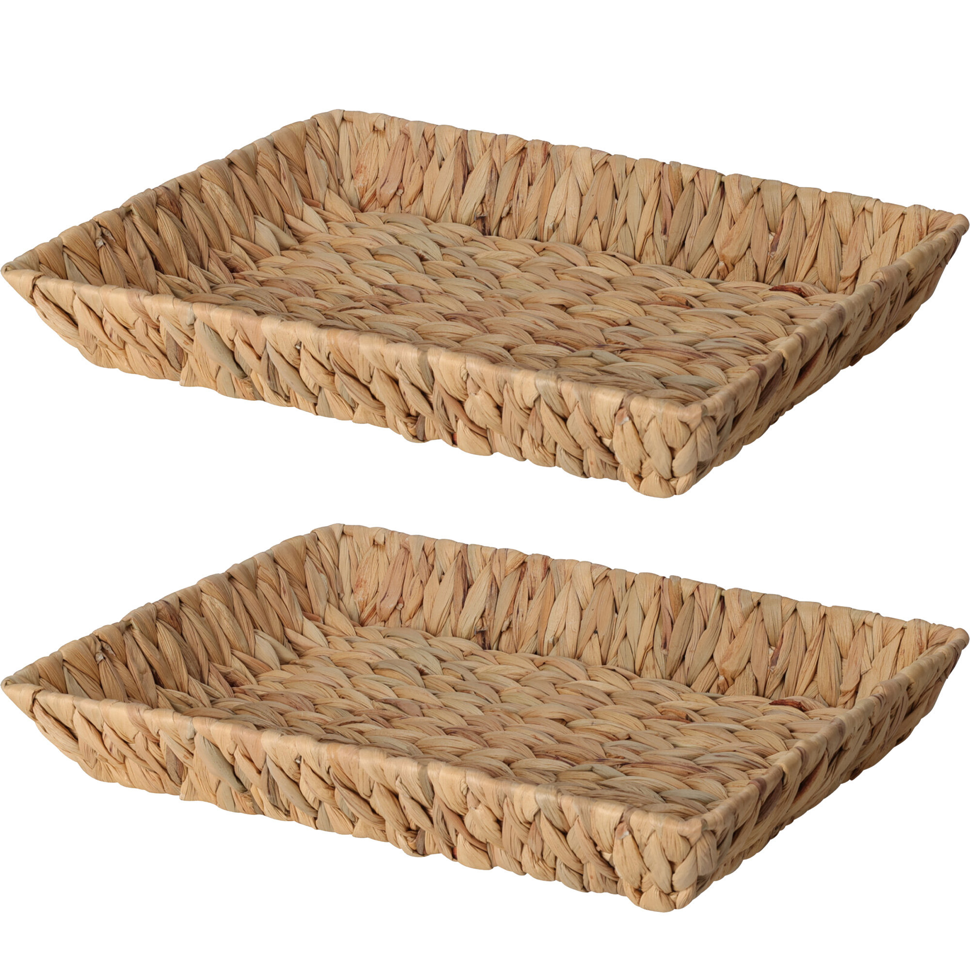 H&S Collection Broodmand - 2x - gevlochten riet - naturel - x 28 x 6 cm -