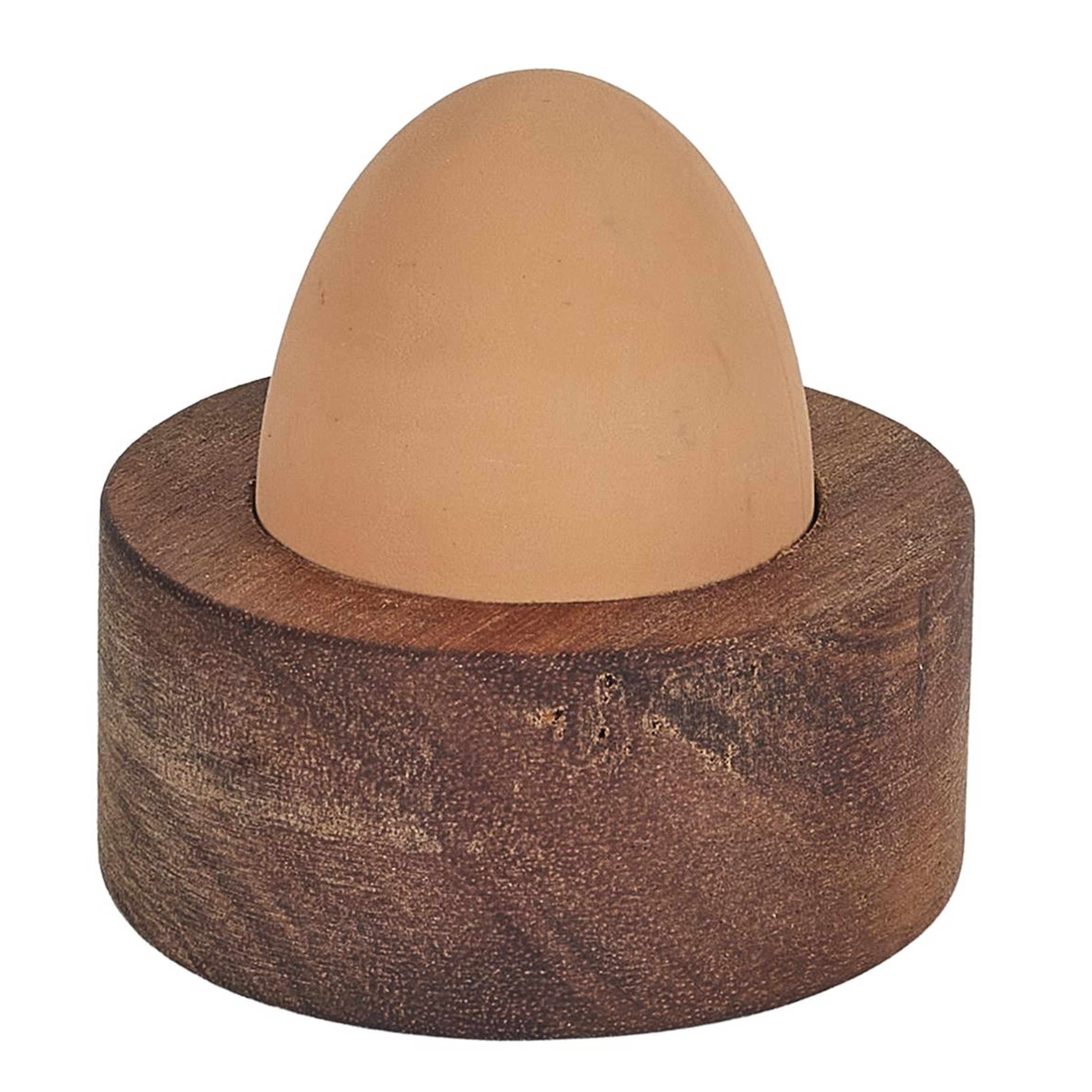 Home Deco Factory eierdop - acacia hout - donkerbruin - rond - 6,5 x 6,5 cm -