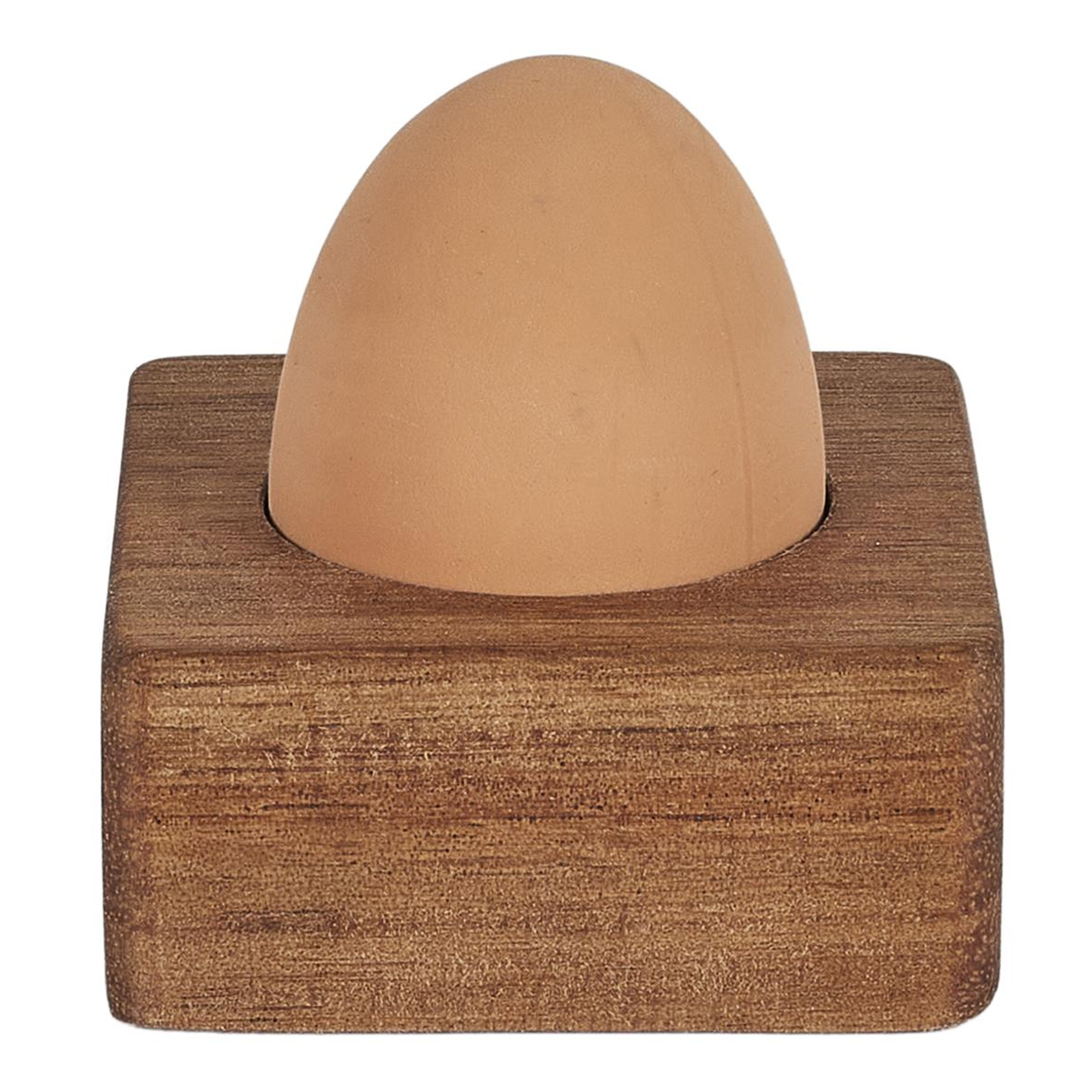 Home Deco Factory eierdop - acacia hout - donkerbruin - vierkant - 6,5 x 6,5 cm -