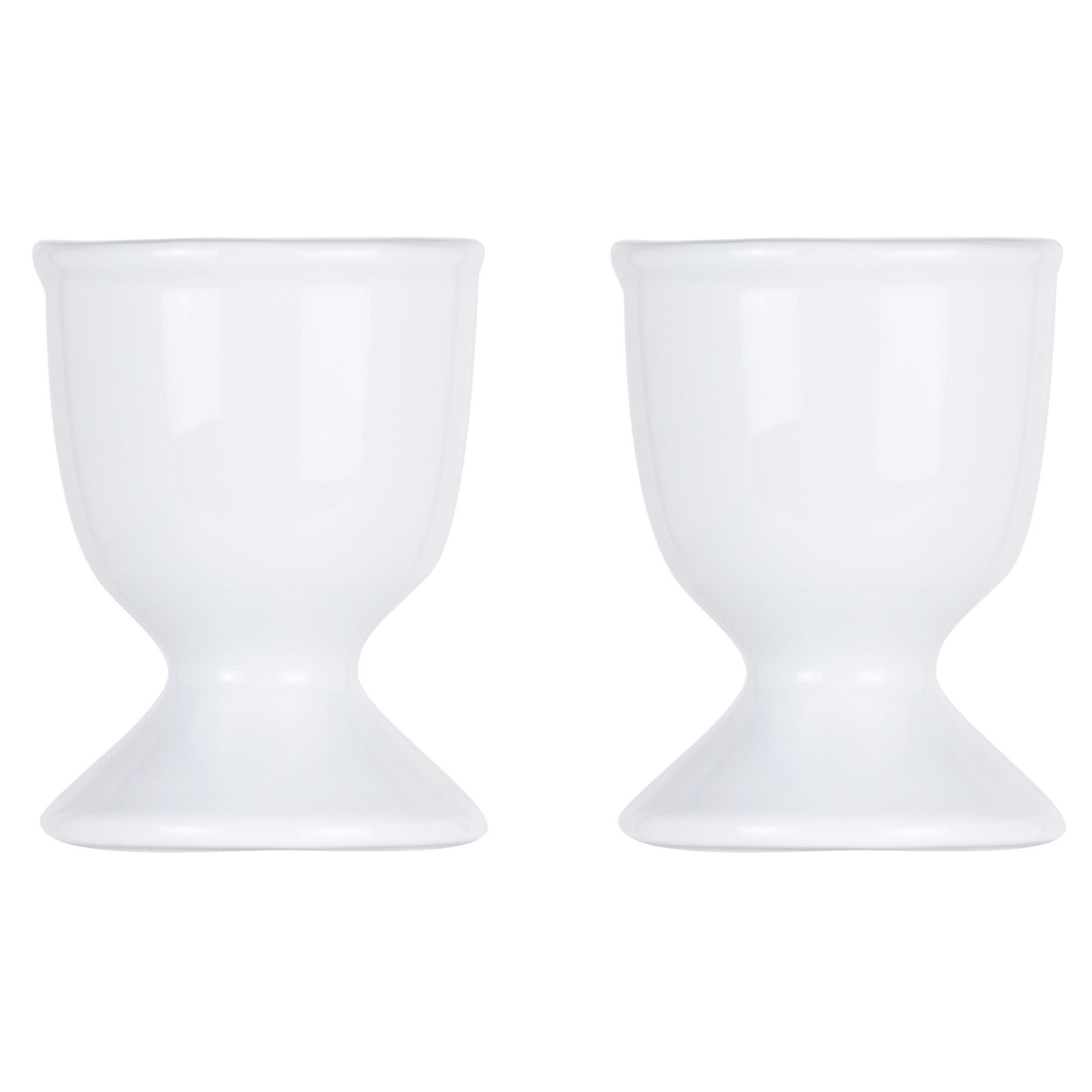 Cosy & Trendy 2x stuks eierdopjes van porselein wit 5 cm -