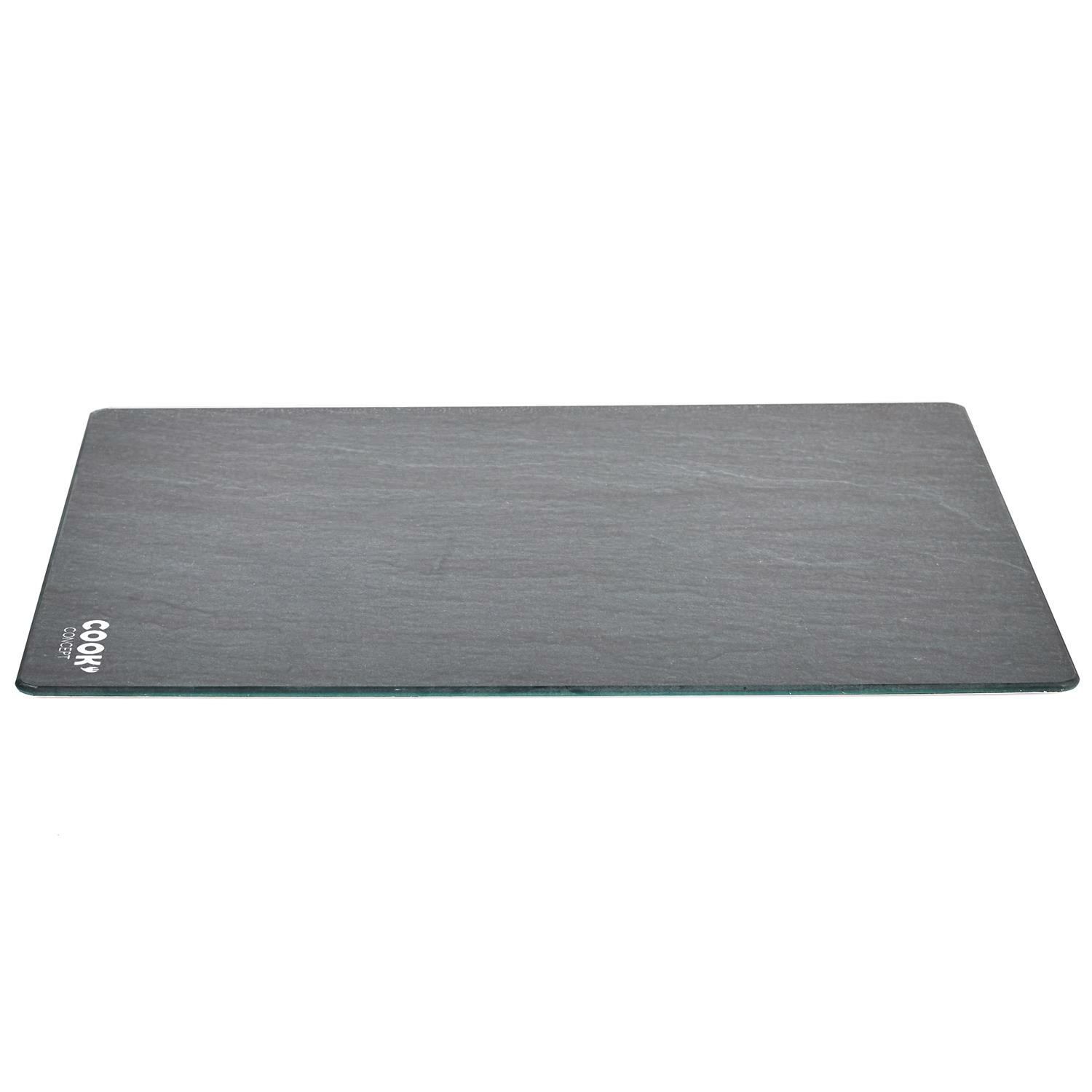 Cook Concept snijplank/serveerplank van glas - rechthoek - zwart marmer print - x 30 cm -