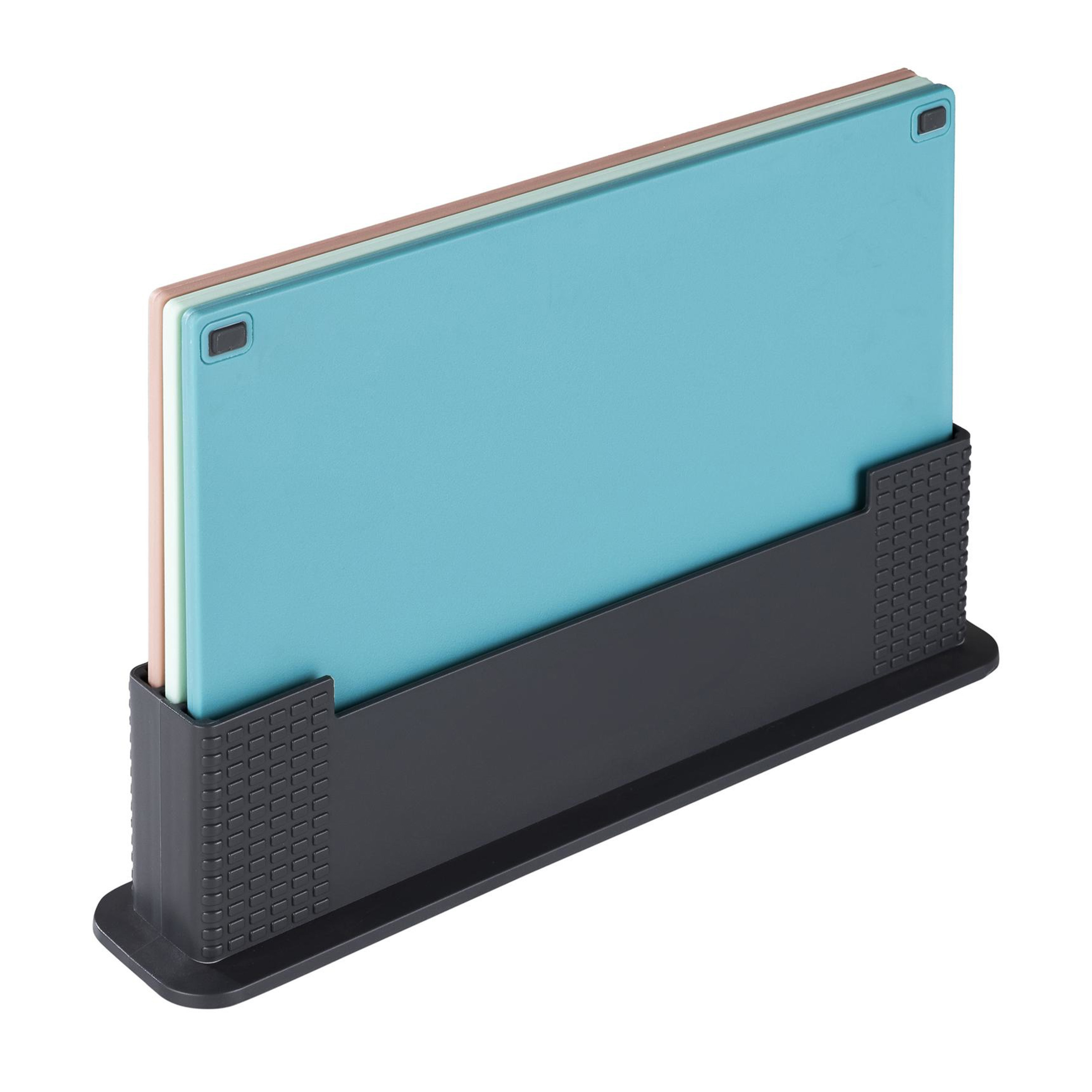HI Set van 3 snijplanken - multicolor - kunststof - 35 x 7 x 23 cm - met standaard -