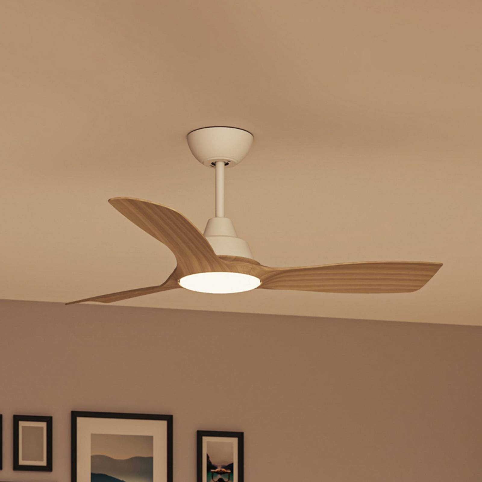 Philips LED-ventilator Olas, Ø 106 cm, bruin/wit, stil