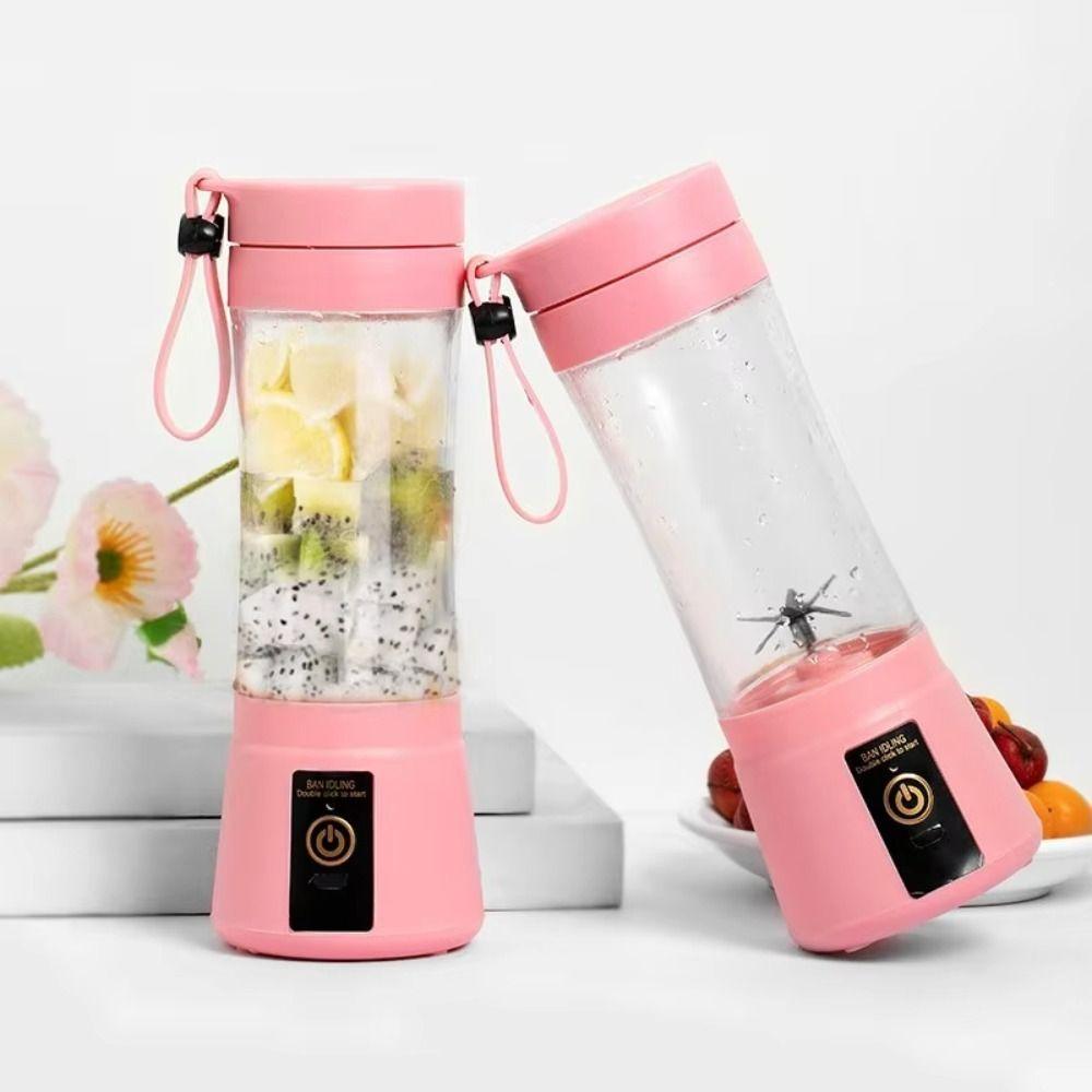 Zhongbang Mini Bottle Electric Fruit Juicer 380ml Smoothie Maker Multifunctional Juicing Cup  for Shakes roze