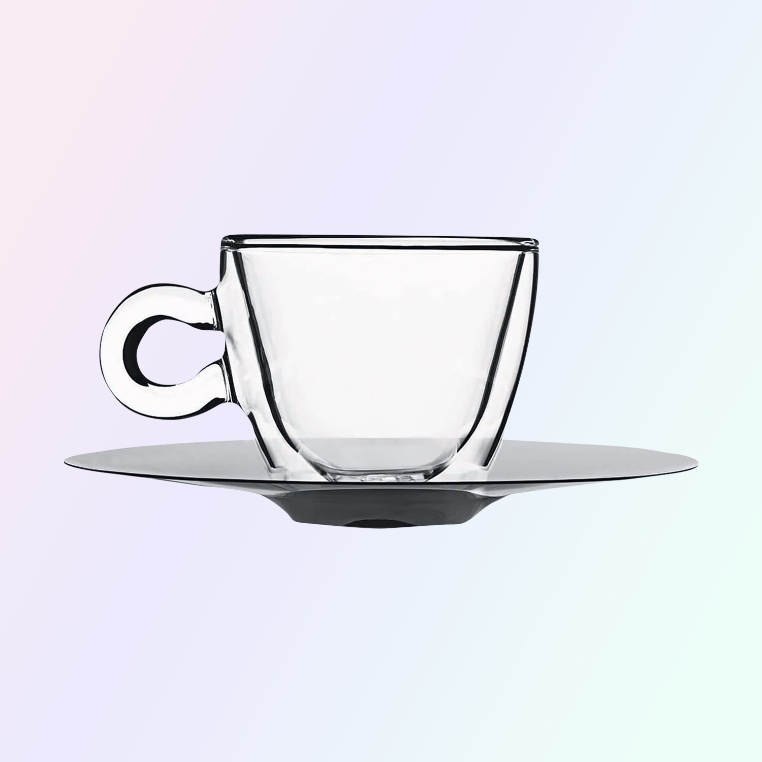 Luigi Bormioli Thermic Glass Espressoglas 6,5 Cl Met Rvs Schotel - 2 Stuks