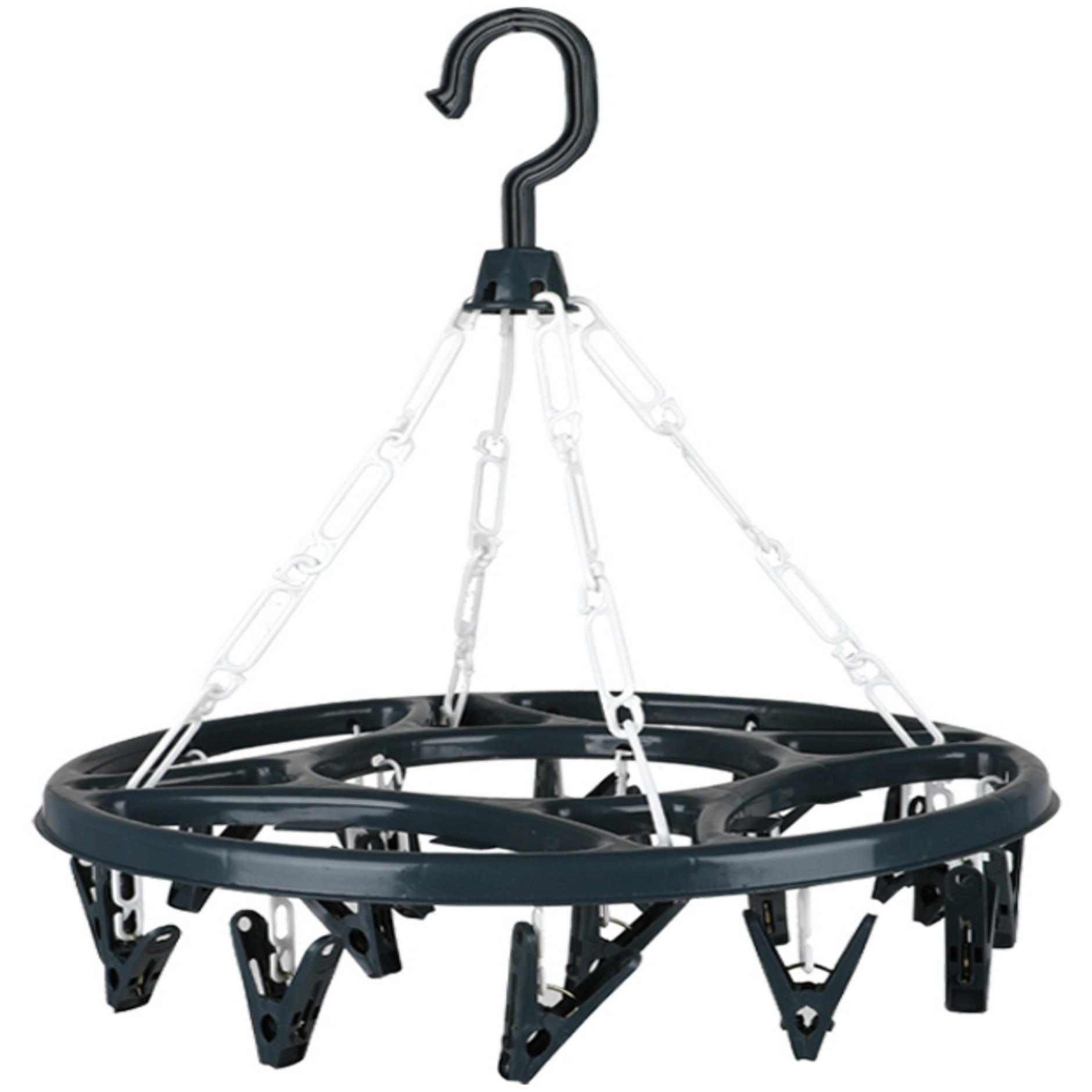 Urban Living Wasgoed droogcarrousel/droogmolen - 18 clips/knijpers - antraciet - kunststof - 32 cm -