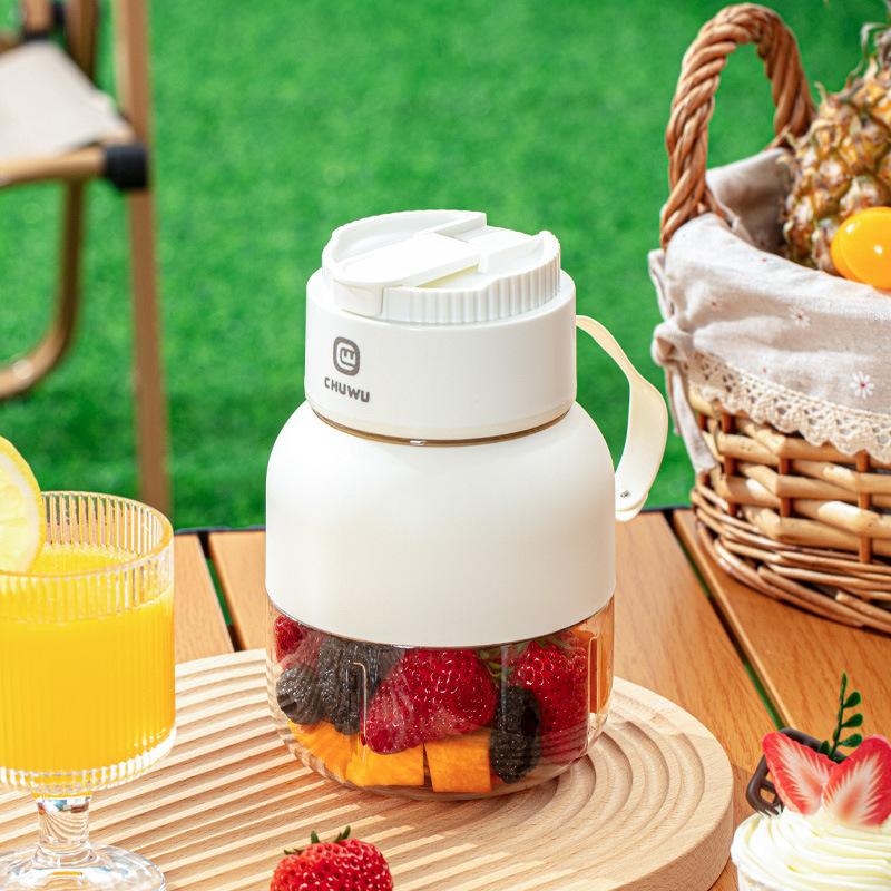 Darling Women Boutique A Draagbare sapcentrifuge Kleine huishoudelijke multifunctionele gefrituurde sapmachine Draadloos opladen Vruchtensapbeker Ton Ton Cup wit