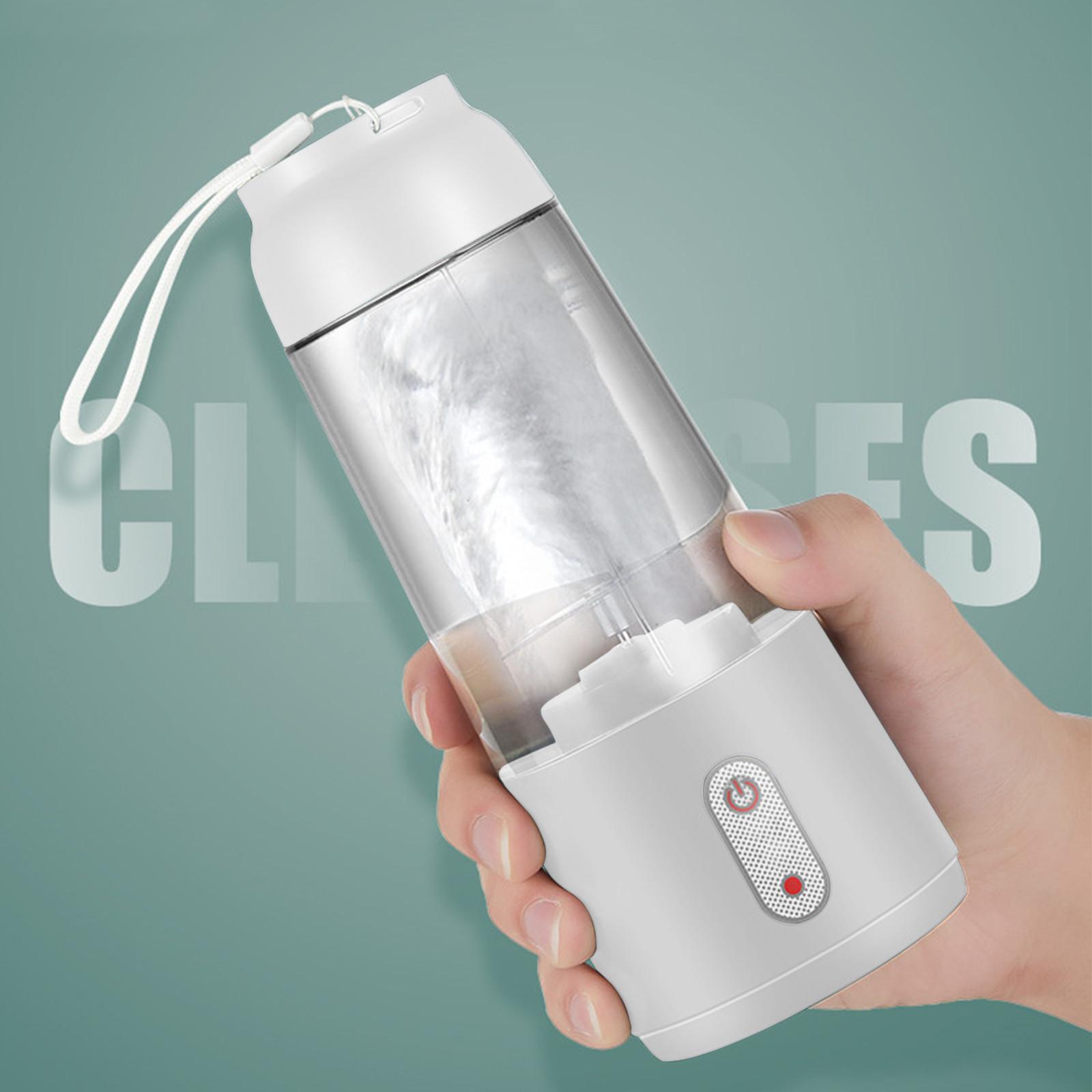 Factory Discount Outlet Draagbare sapcentrifuge USB oplaadbaar, persoonlijke maat sapcentrifuge voor shakes en smoothies, vier messen, krachtige snijcapaciteit, mini-sapbeker voor sport wit