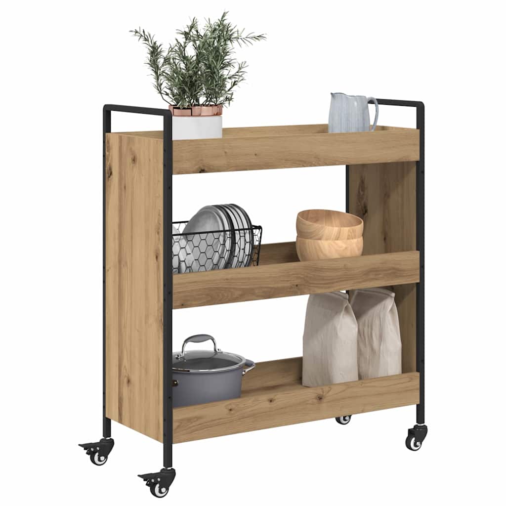 vidaXL Keuken Trolley artisanaal eikenkleurig 70 x 30 x 82 cm