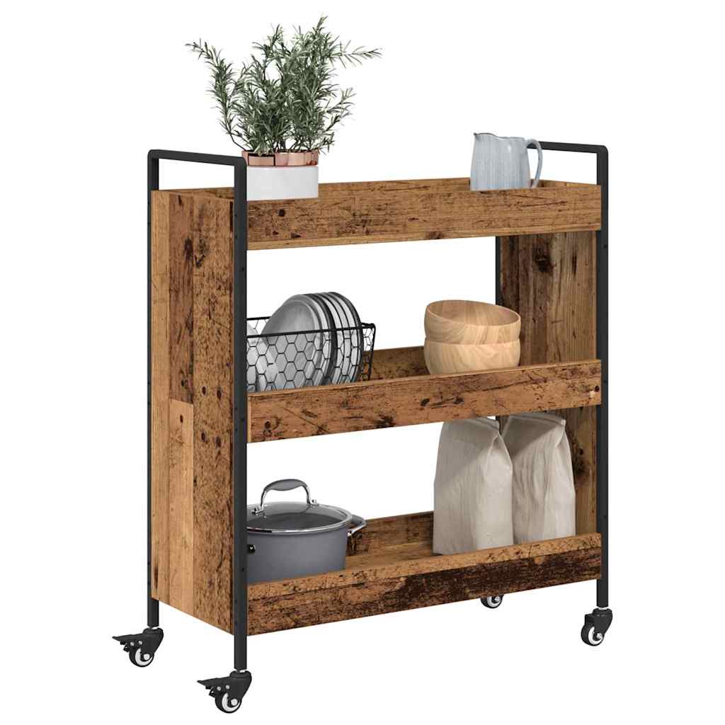 vidaXL Keuken Trolley Oud hout 70 x 30 x 82 cm Bewerkt hout
