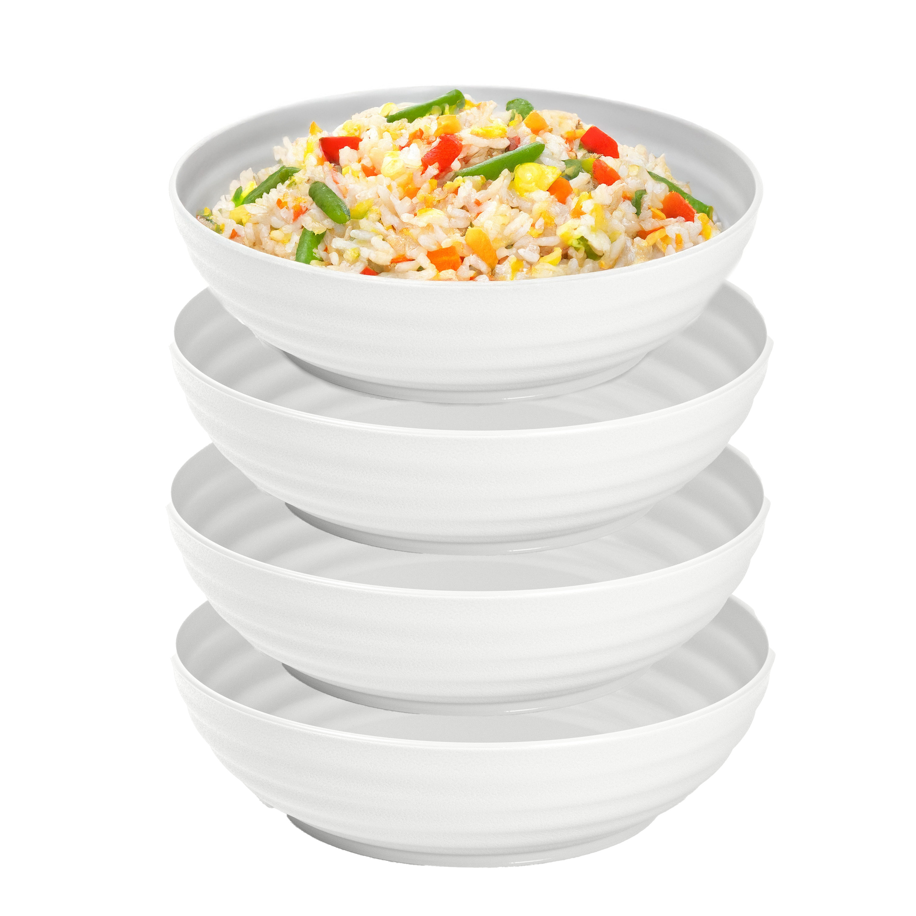 PlasticForte Rond bord/camping - 4x - schaaltjes/diep bord - D19 cm - creme wit - kunststof - onbreekbaar servies -